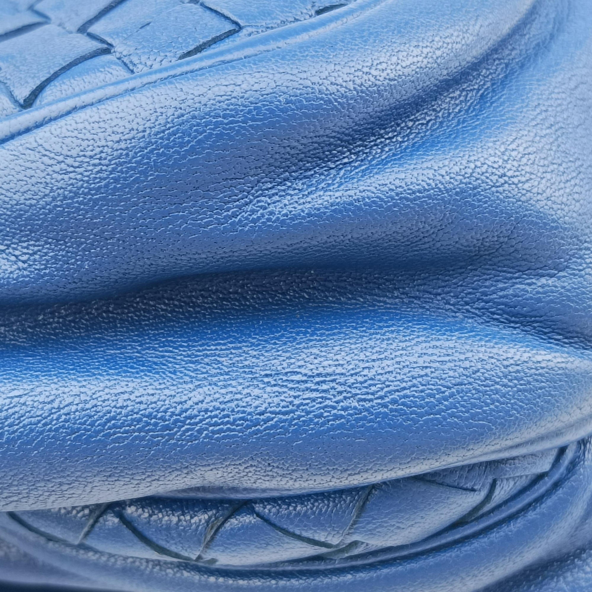 Pre-owned Bottega Veneta Intrecciato Blue lambskin  shoulderbag | stylenewstar