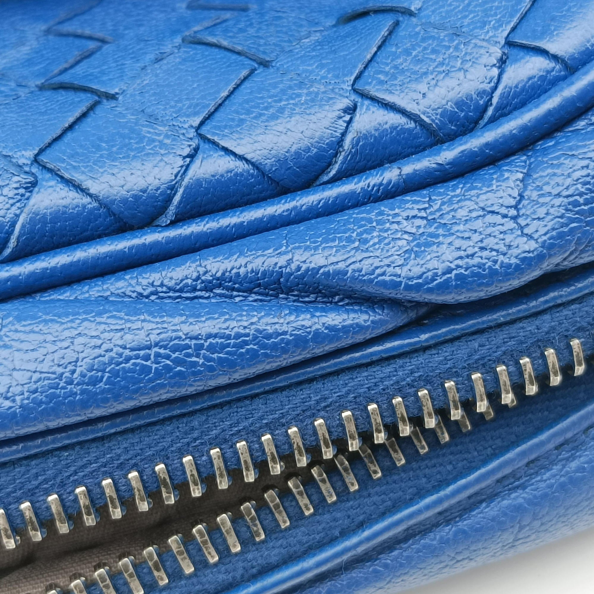 Pre-owned Bottega Veneta Intrecciato Blue lambskin  shoulderbag | stylenewstar