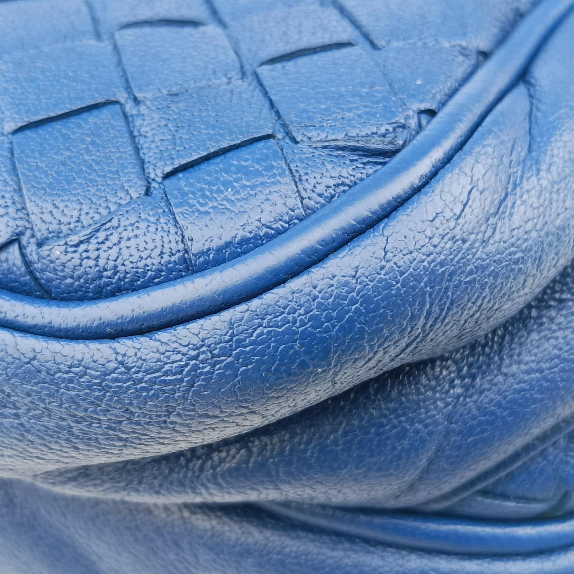 Pre-owned Bottega Veneta Intrecciato Blue lambskin  shoulderbag | stylenewstar