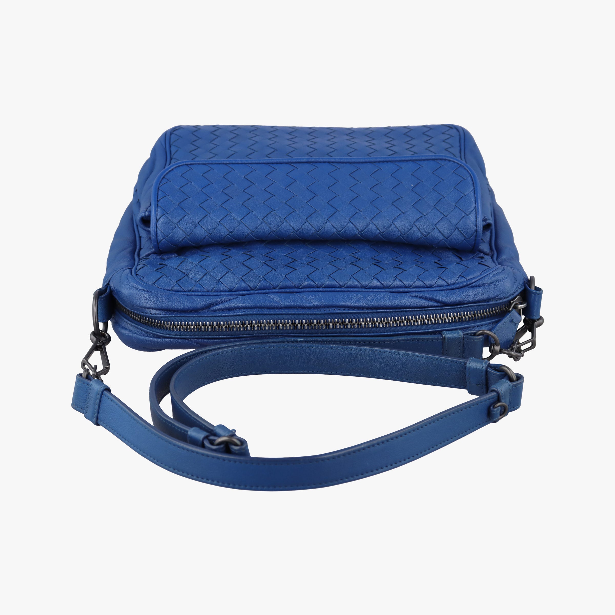 Pre-owned Bottega Veneta Intrecciato Blue lambskin  shoulderbag | stylenewstar