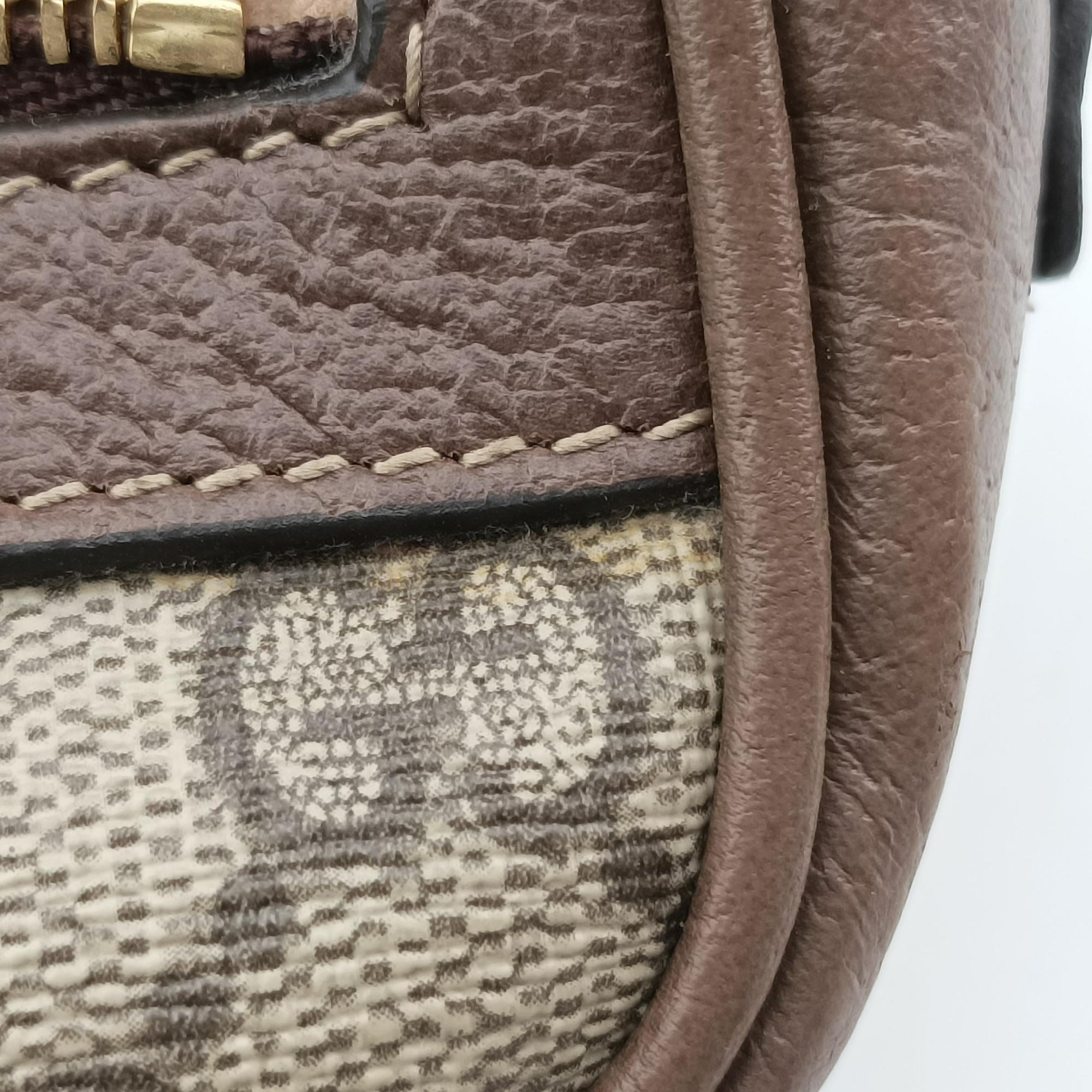 Pre-owned Gucci OPHIDIA Brown×red×green PVC coated canvas×leather 517350 shoulderbag | stylenewstar