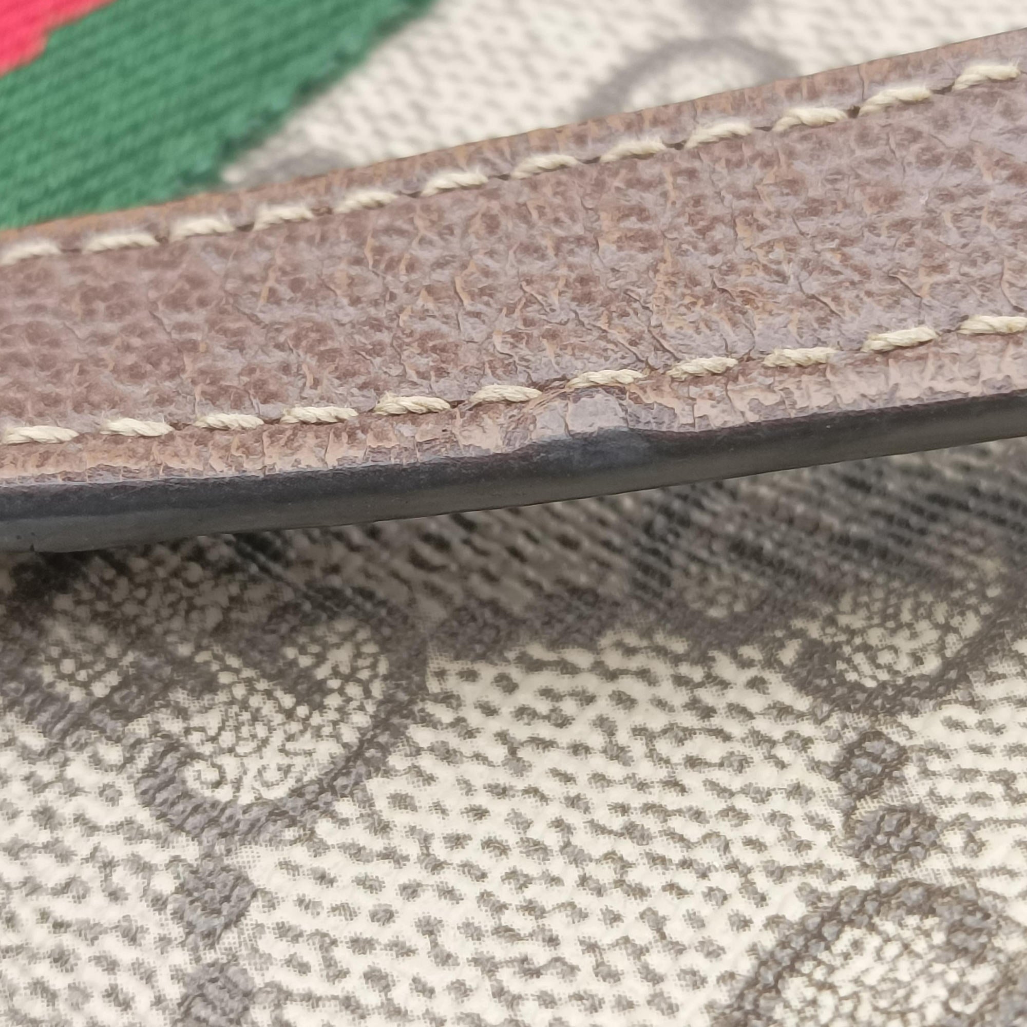 Pre-owned Gucci OPHIDIA Brown×red×green PVC coated canvas×leather 517350 shoulderbag | stylenewstar