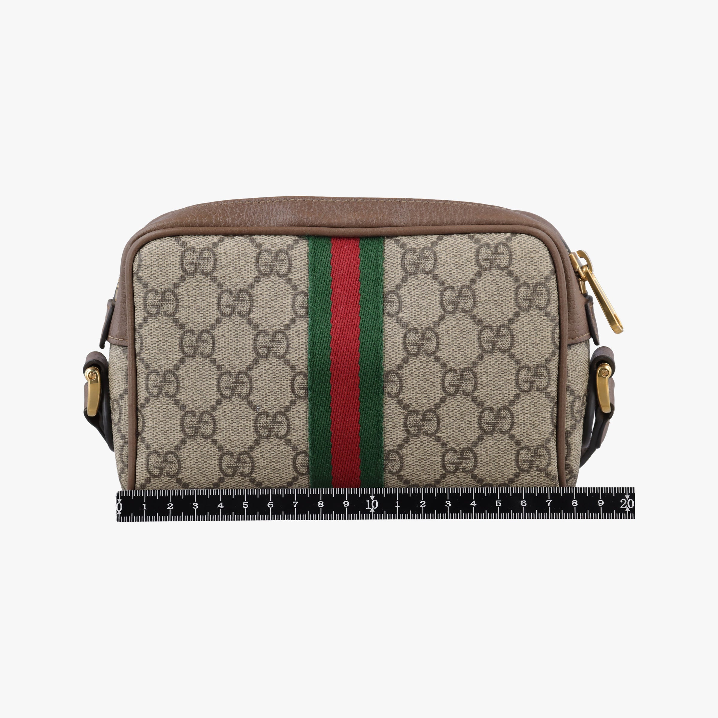Pre-owned Gucci OPHIDIA Brown×red×green PVC coated canvas×leather 517350 shoulderbag | stylenewstar