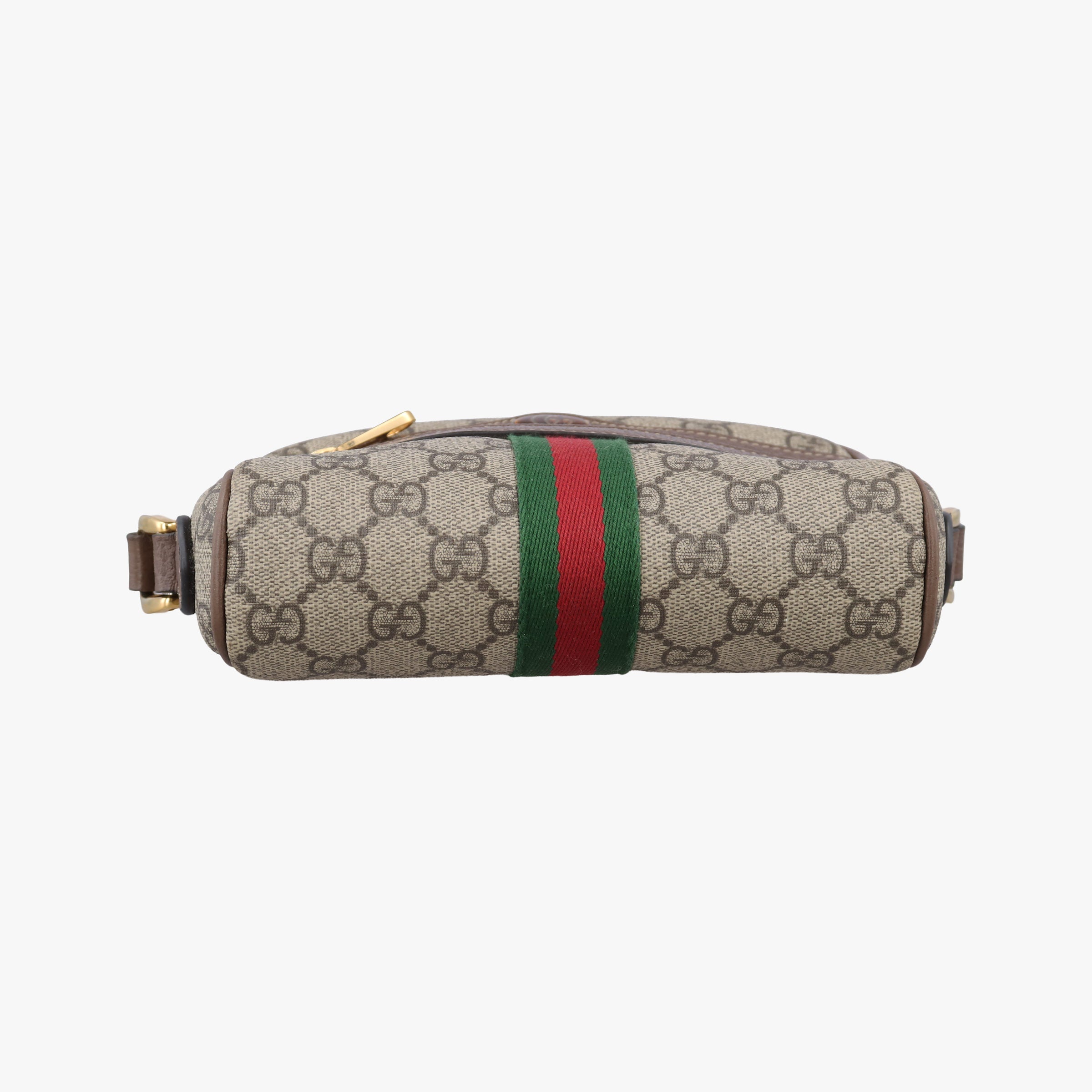 Pre-owned Gucci OPHIDIA Brown×red×green PVC coated canvas×leather 517350 shoulderbag | stylenewstar