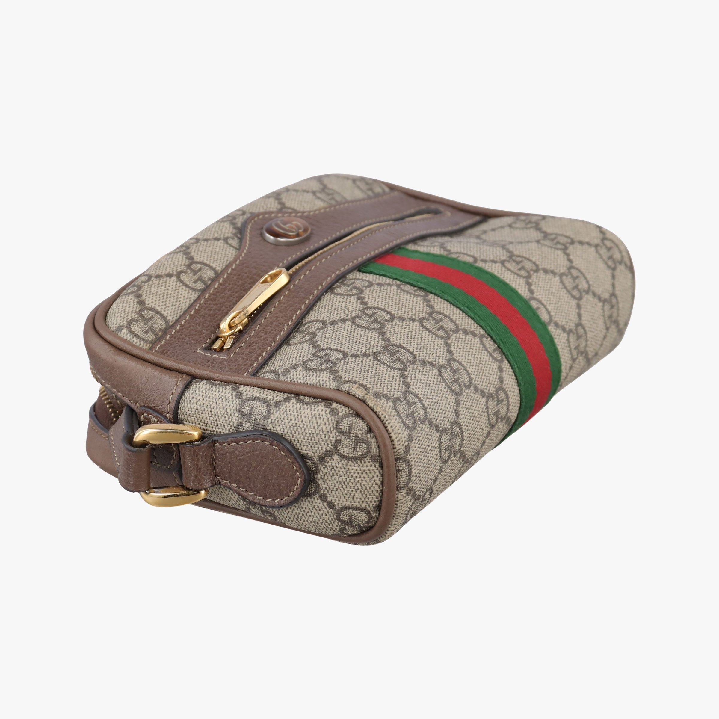 Pre-owned Gucci OPHIDIA Brown×red×green PVC coated canvas×leather 517350 shoulderbag | stylenewstar