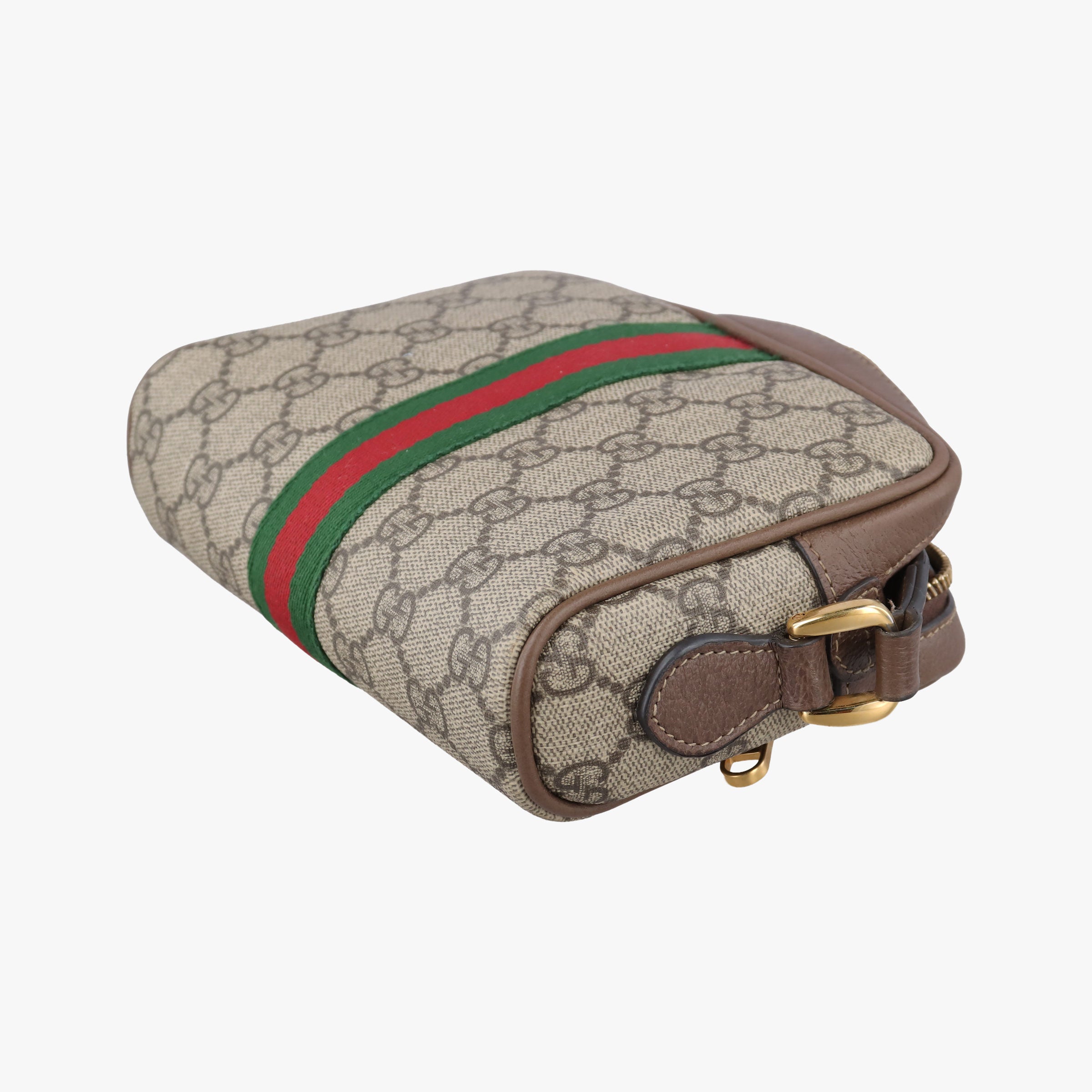 Pre-owned Gucci OPHIDIA Brown×red×green PVC coated canvas×leather 517350 shoulderbag | stylenewstar
