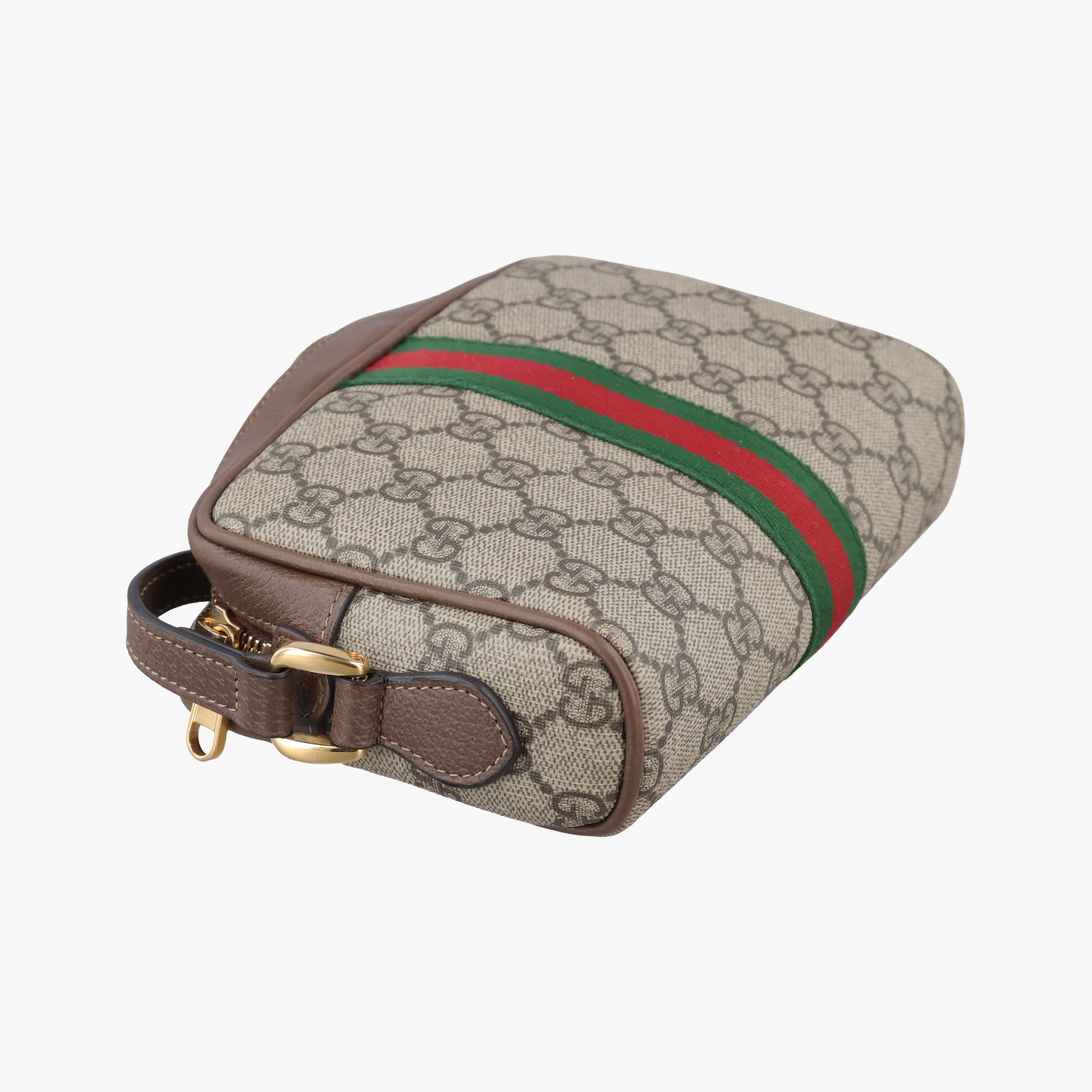 Pre-owned Gucci OPHIDIA Brown×red×green PVC coated canvas×leather 517350 shoulderbag | stylenewstar