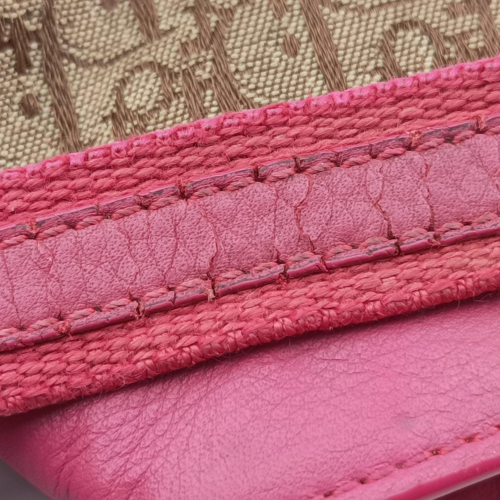 Pre-owned Christian Dior Street Chic Trotter Beige × Rose Red Canvas×Leather  handbag | stylenewstar