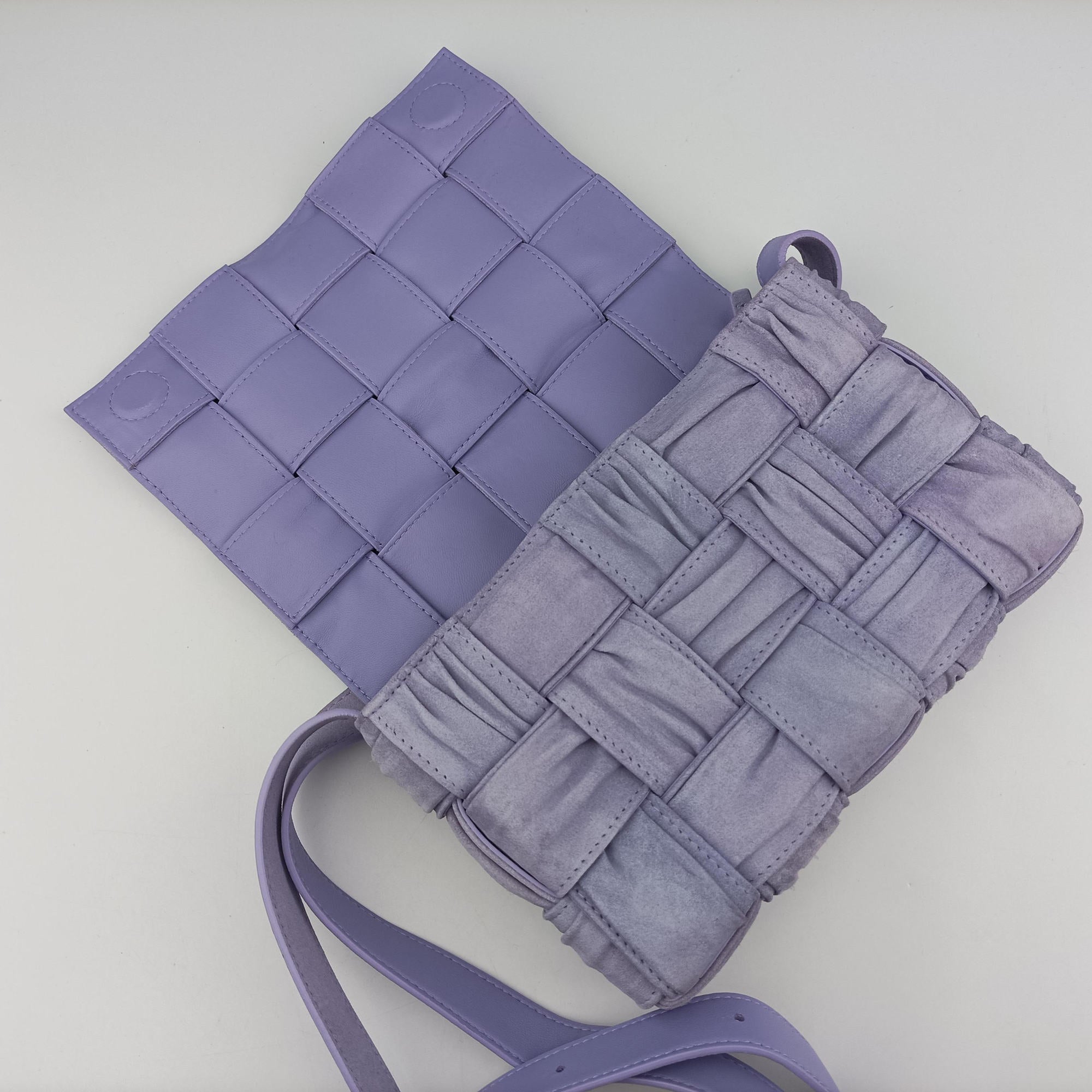 Pre-owned Bottega Veneta Padded Cassette Purple Suede  shoulderbag | stylenewstar