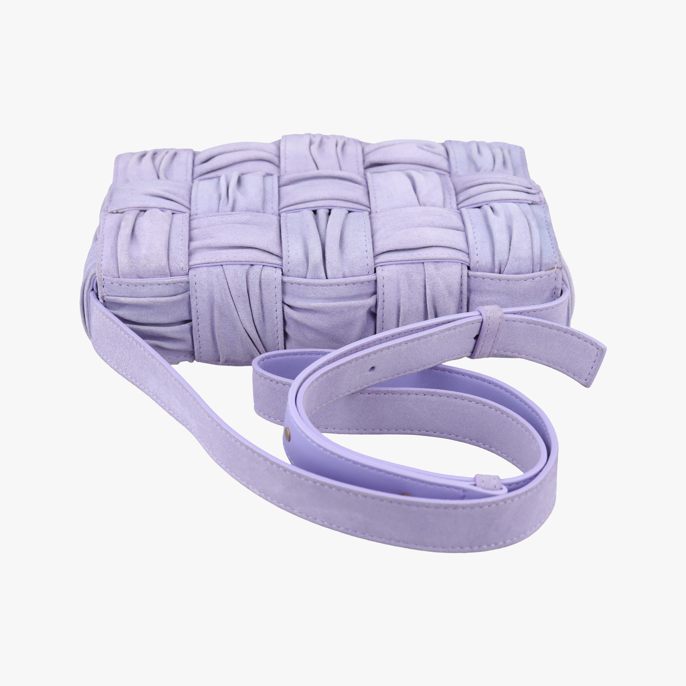 Pre-owned Bottega Veneta Padded Cassette Purple Suede  shoulderbag | stylenewstar