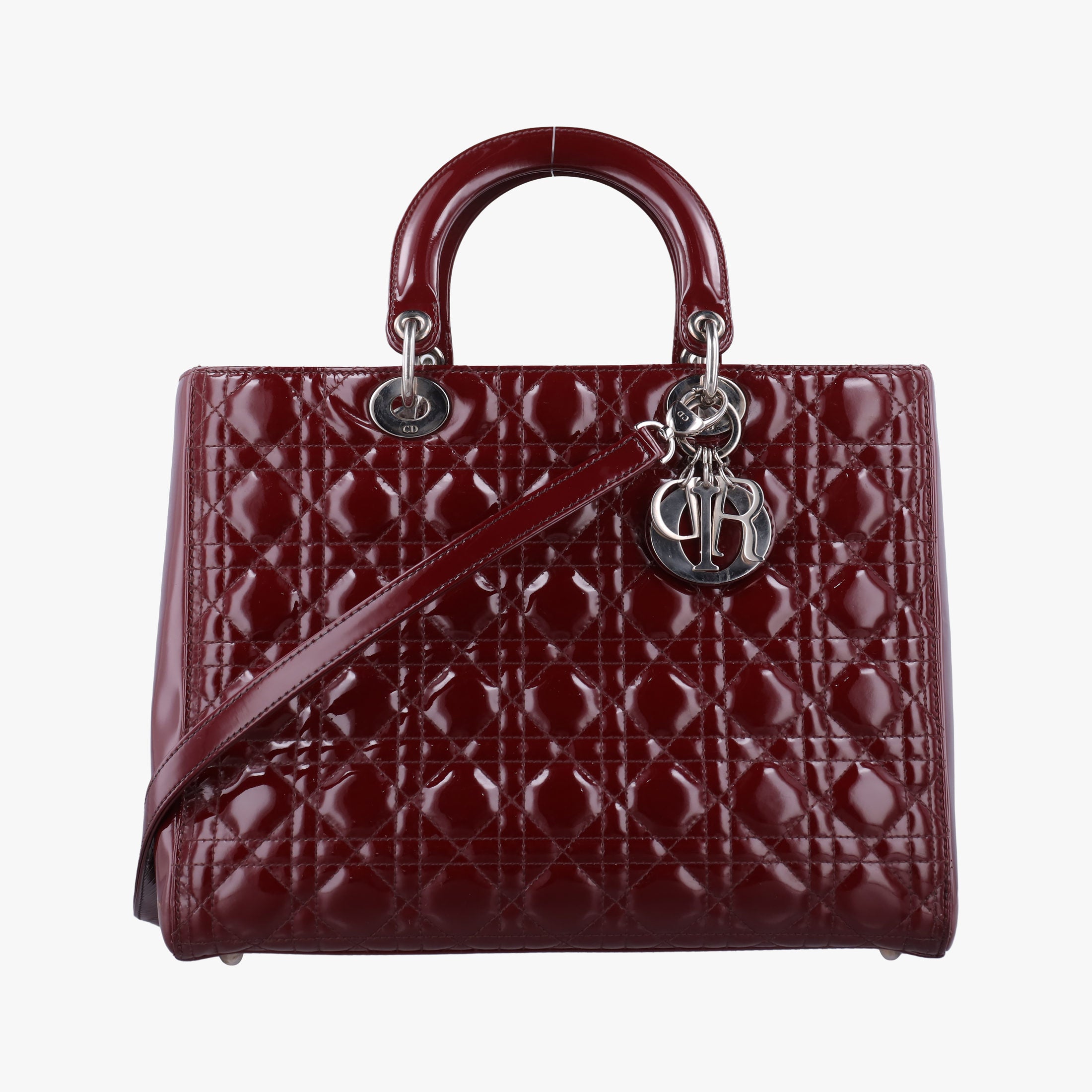 Secondhand Christian Dior Lady Dior Burgundy patent  shoulderbag | stylenewstar