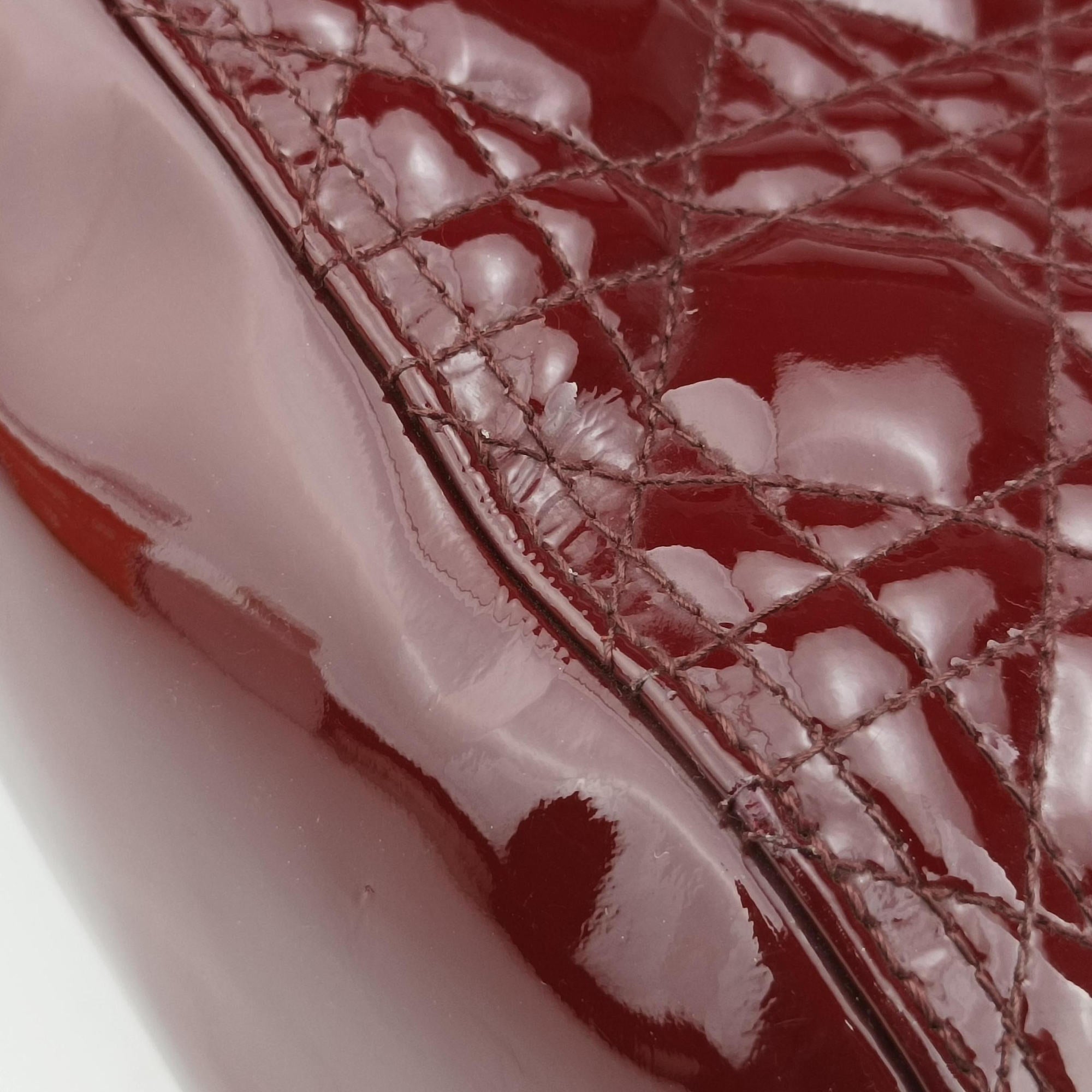 Secondhand Christian Dior Lady Dior Burgundy patent  shoulderbag | stylenewstar