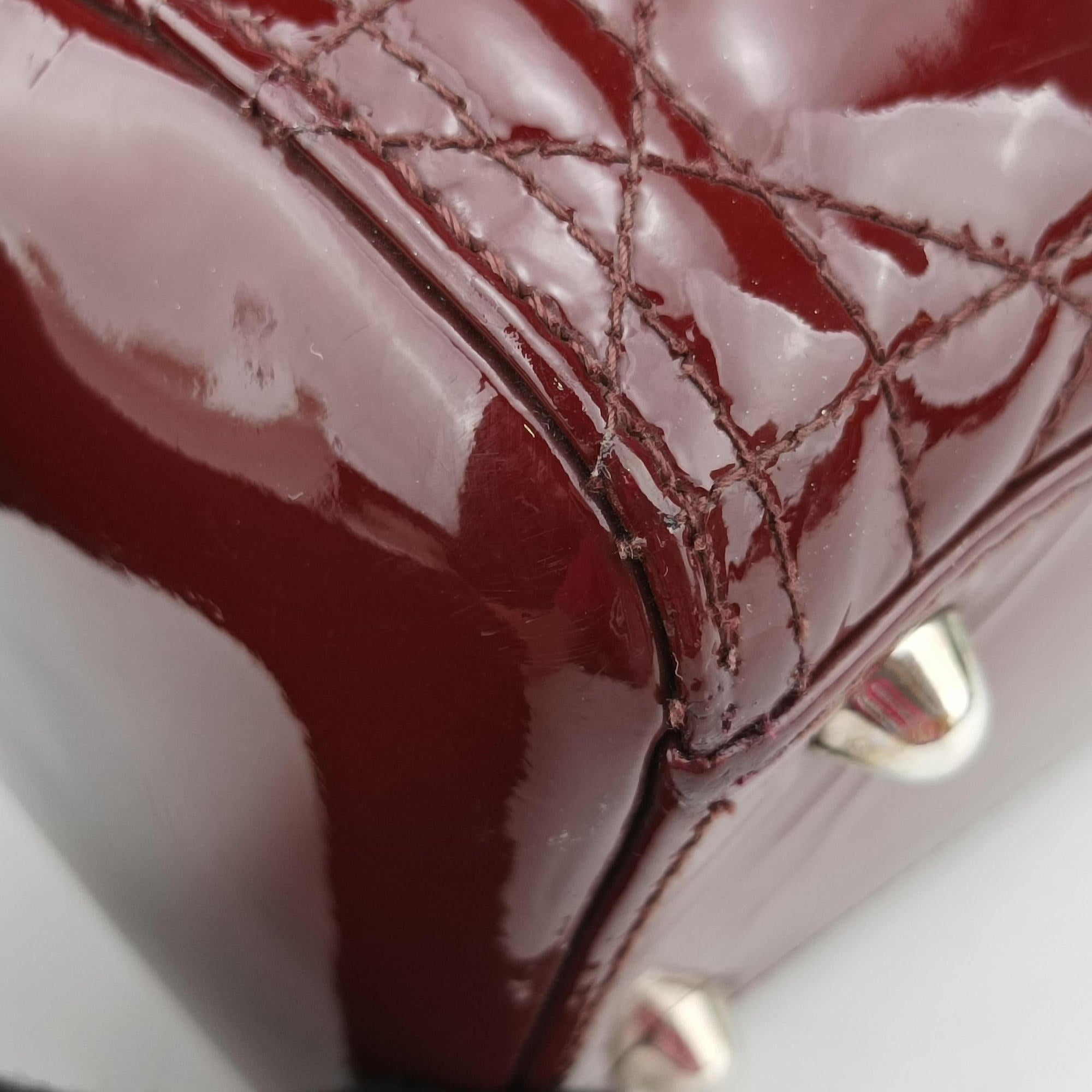 Secondhand Christian Dior Lady Dior Burgundy patent  shoulderbag | stylenewstar