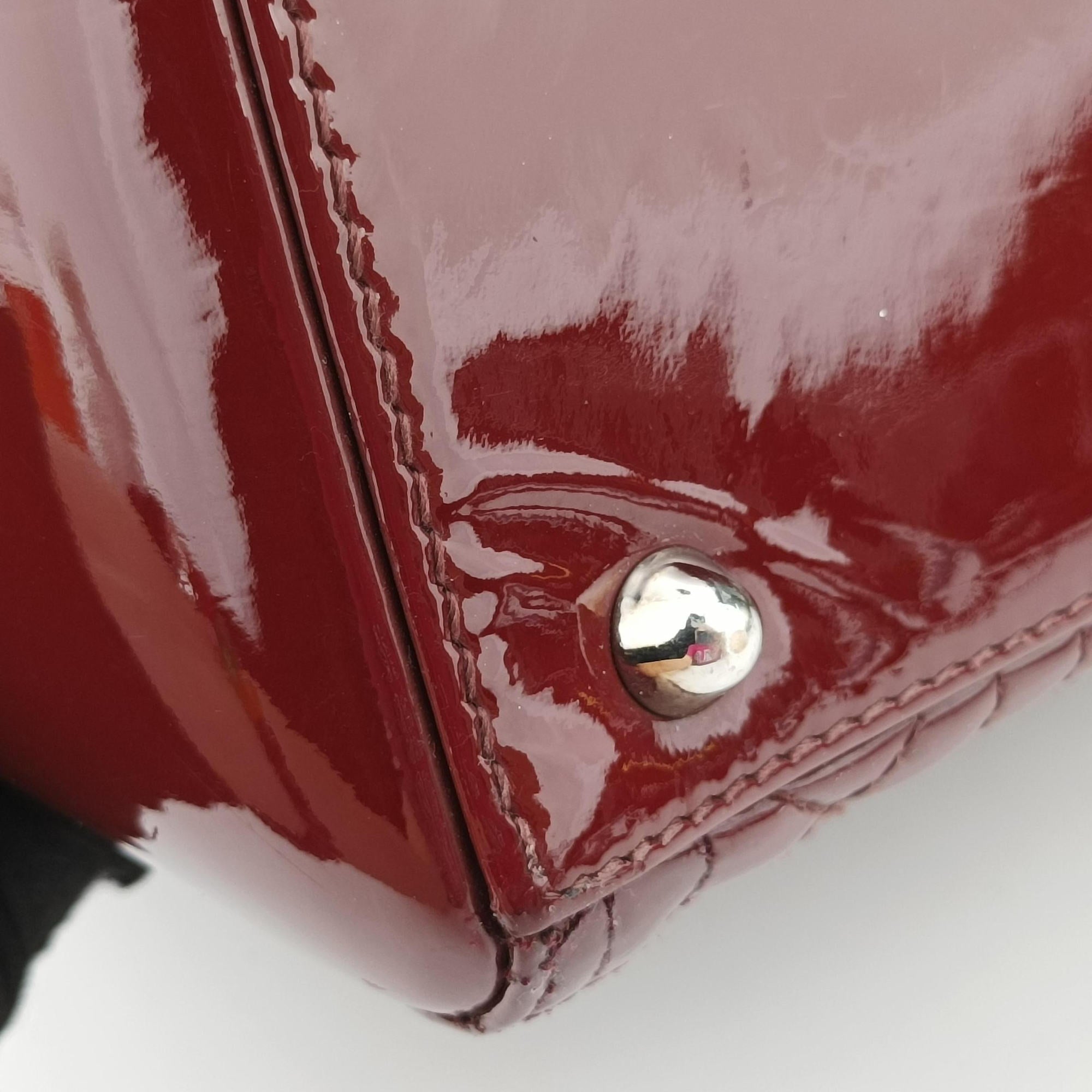 Secondhand Christian Dior Lady Dior Burgundy patent  shoulderbag | stylenewstar