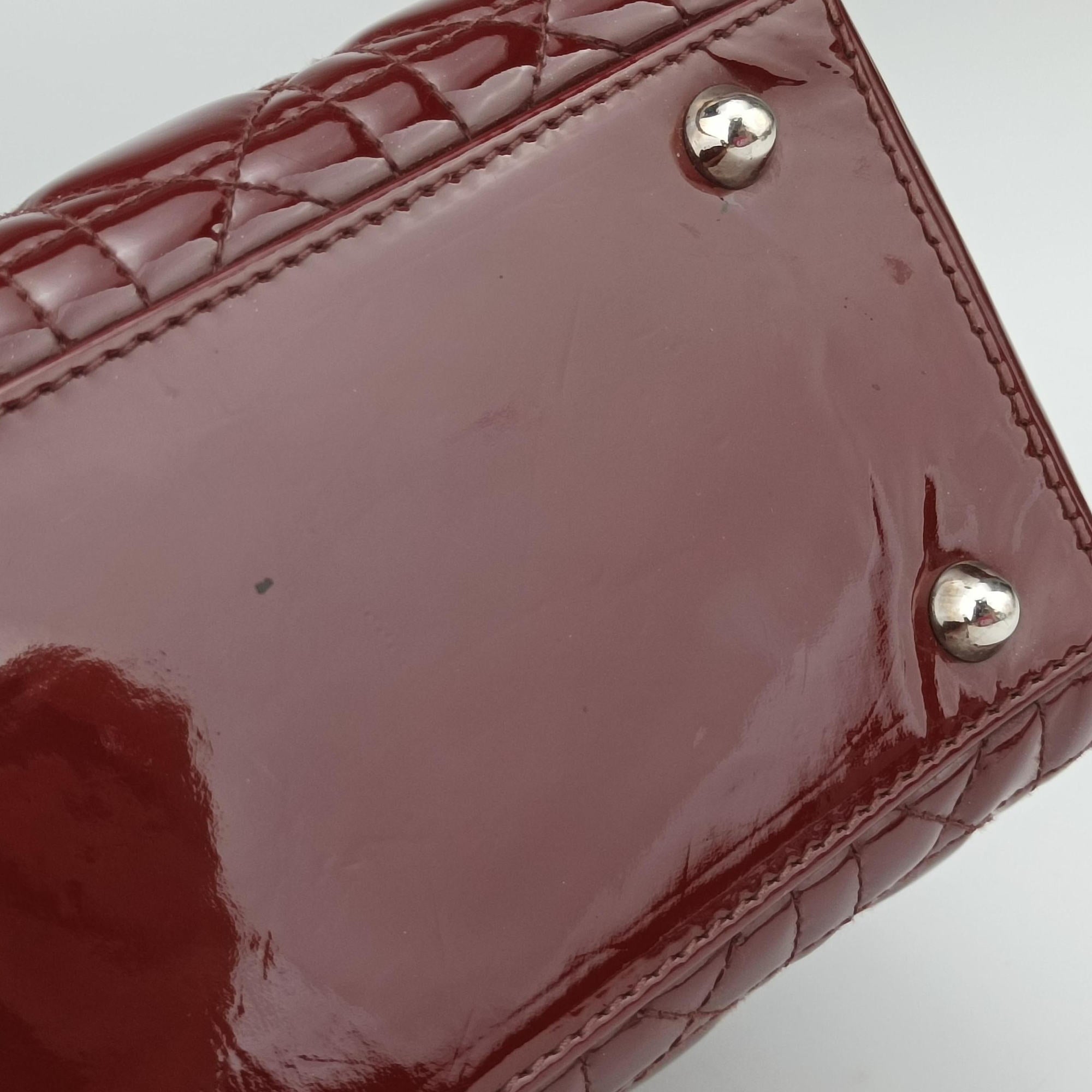 Secondhand Christian Dior Lady Dior Burgundy patent  shoulderbag | stylenewstar