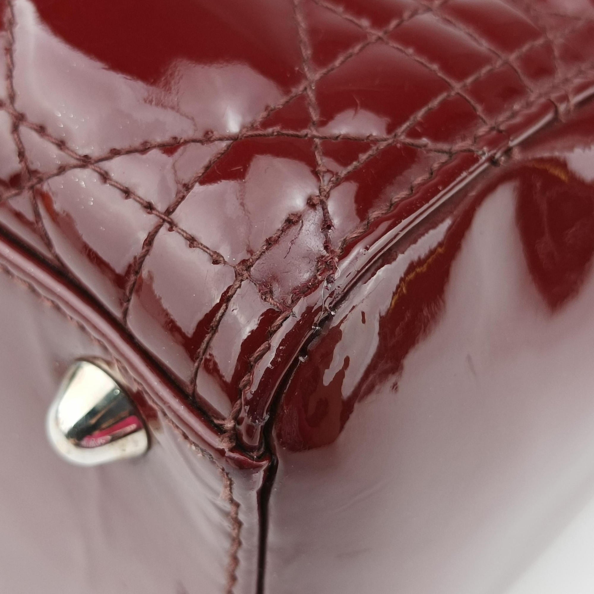 Secondhand Christian Dior Lady Dior Burgundy patent  shoulderbag | stylenewstar