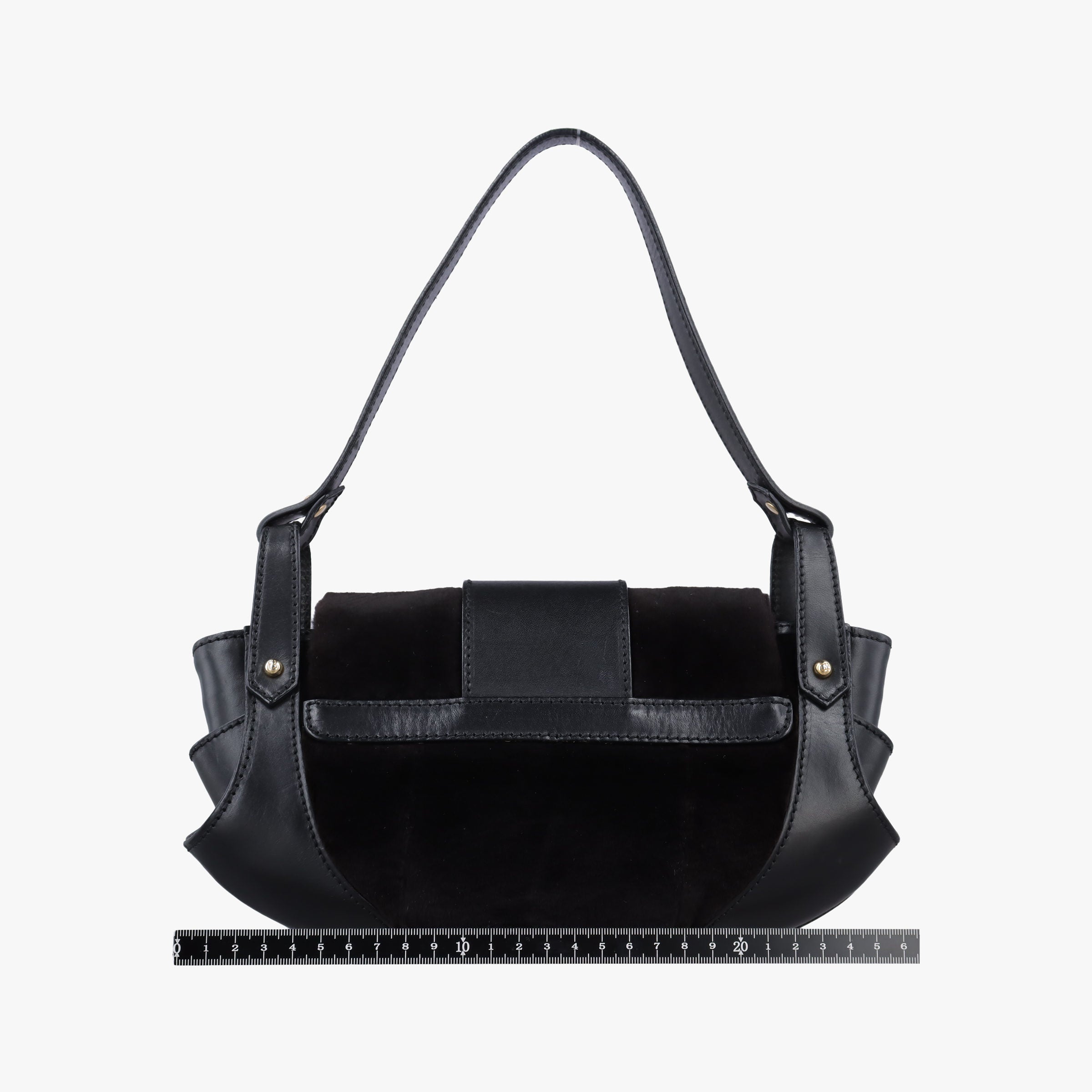 Pre-owned Fendi B Mix Black Leather×Mink fur 8BR429 handbag | stylenewstar