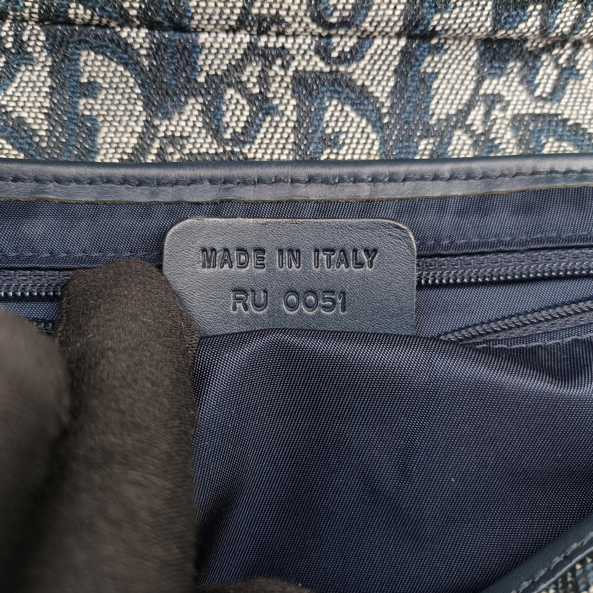 Pre-owned Christian Dior Saddle Navy×Gray Jacquard  handbag | stylenewstar