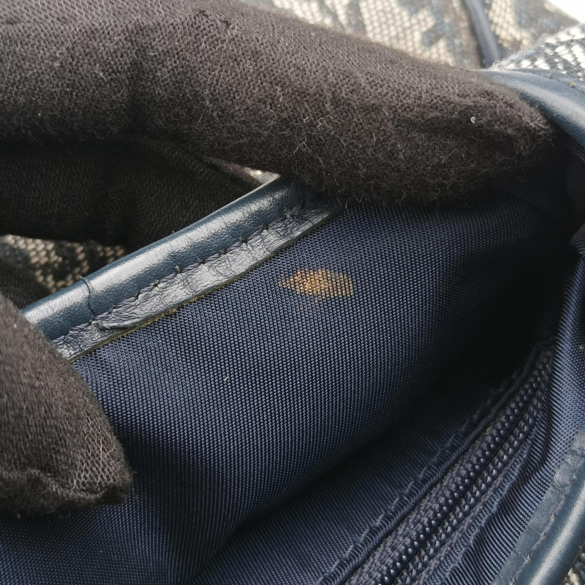 Pre-owned Christian Dior Saddle Navy×Gray Jacquard  handbag | stylenewstar