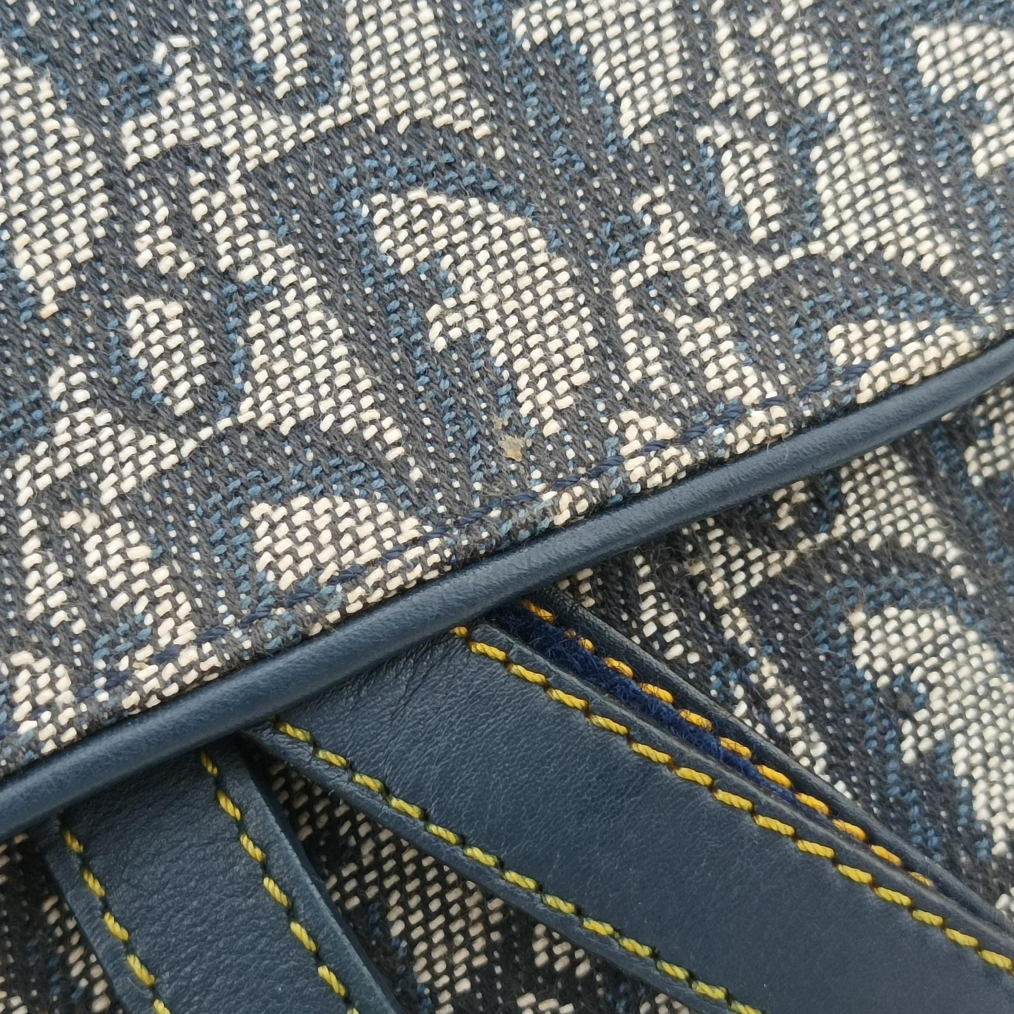 Pre-owned Christian Dior Saddle Navy×Gray Jacquard  handbag | stylenewstar
