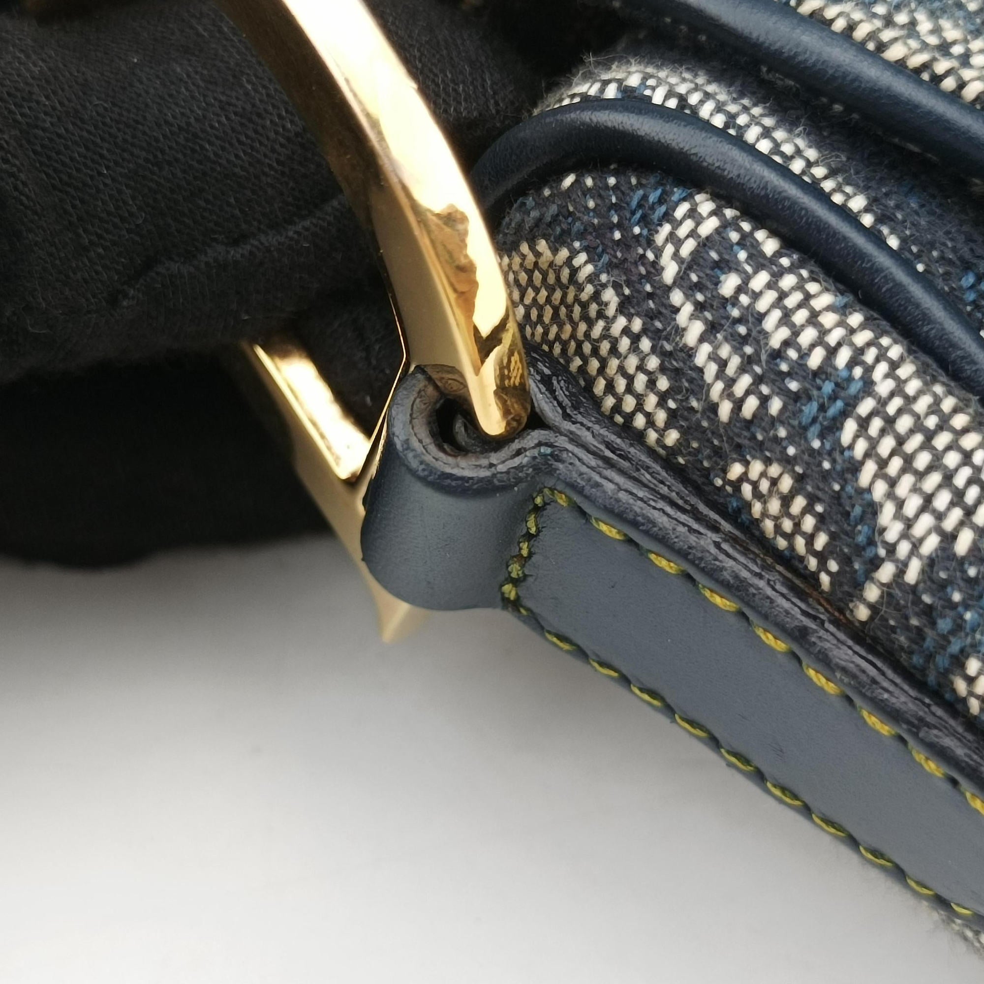 Pre-owned Christian Dior Saddle Navy×Gray Jacquard  handbag | stylenewstar