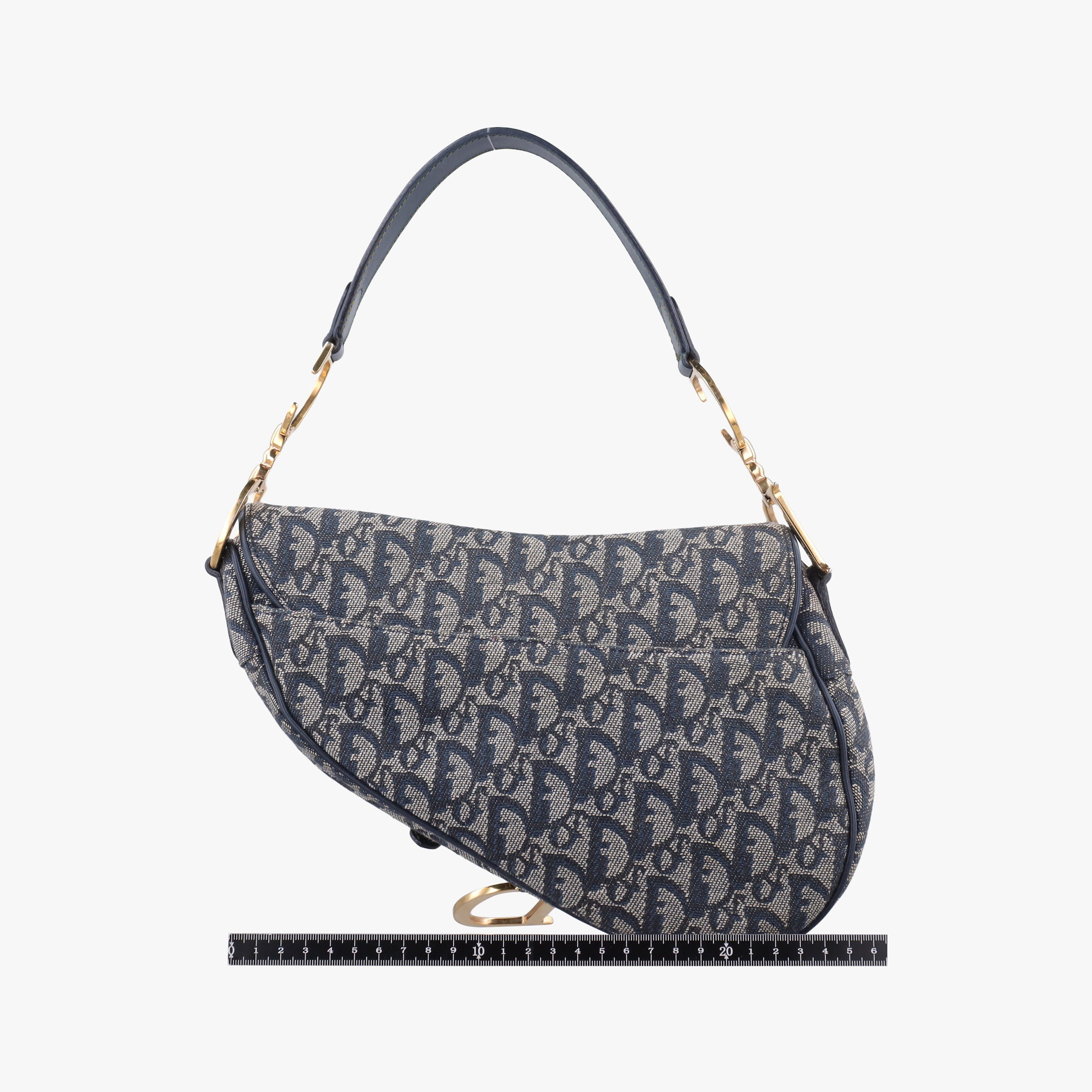 Pre-owned Christian Dior Saddle Navy×Gray Jacquard  handbag | stylenewstar