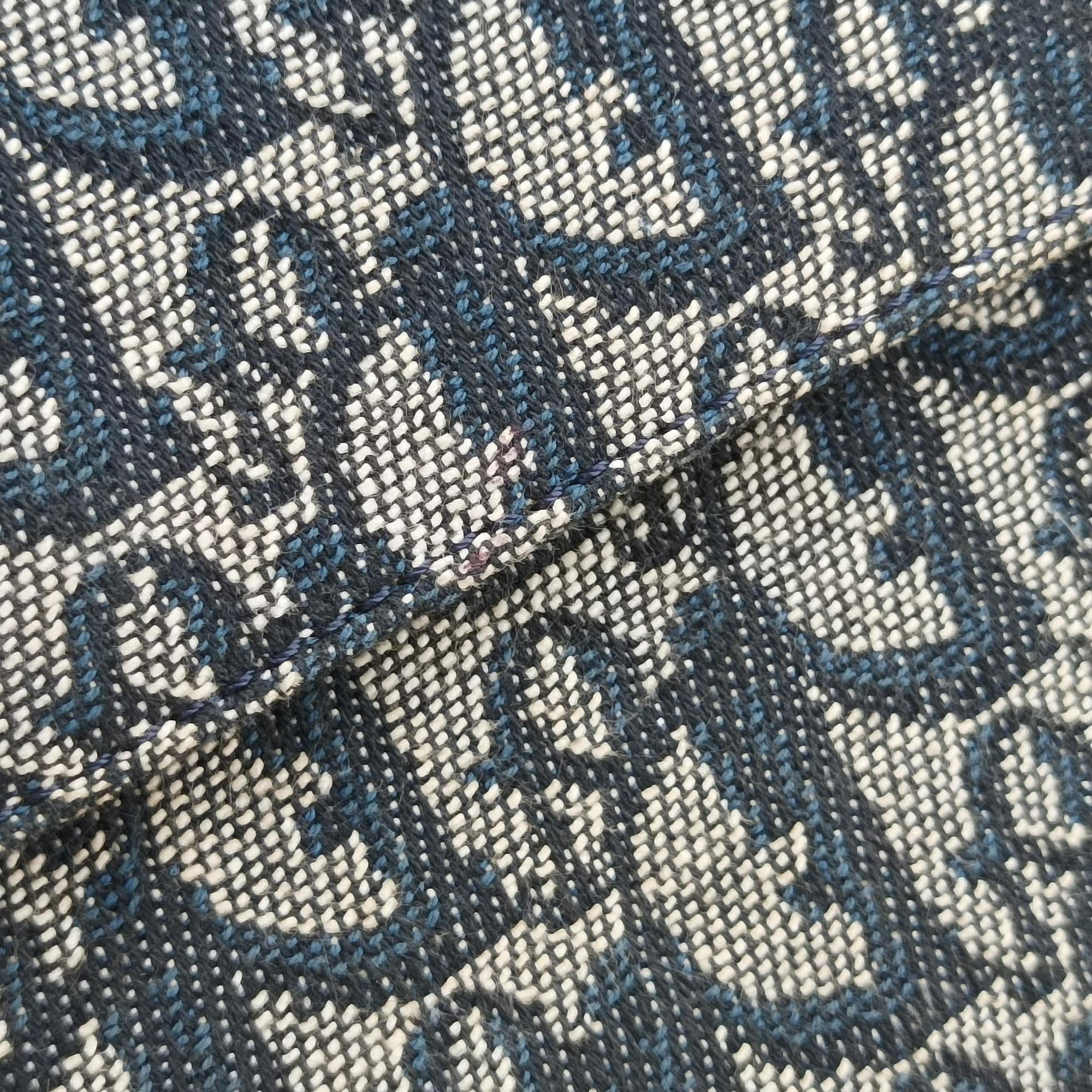Pre-owned Christian Dior Saddle Navy×Gray Jacquard  handbag | stylenewstar