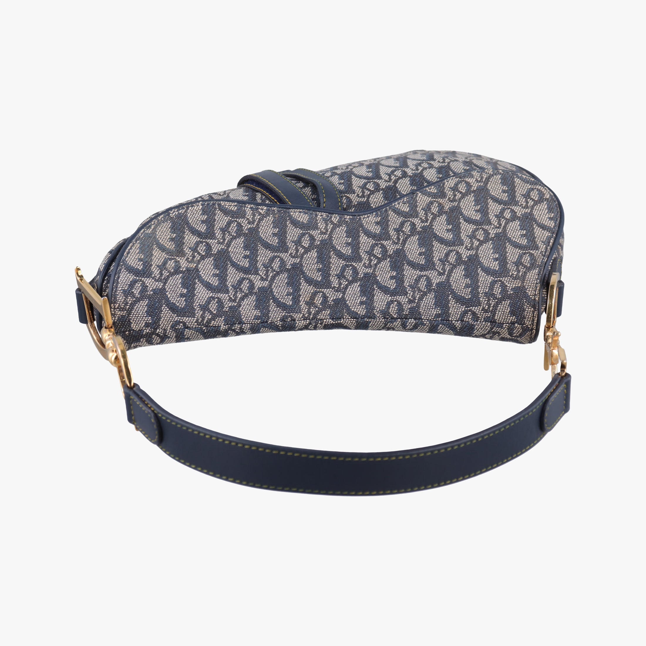 Pre-owned Christian Dior Saddle Navy×Gray Jacquard  handbag | stylenewstar