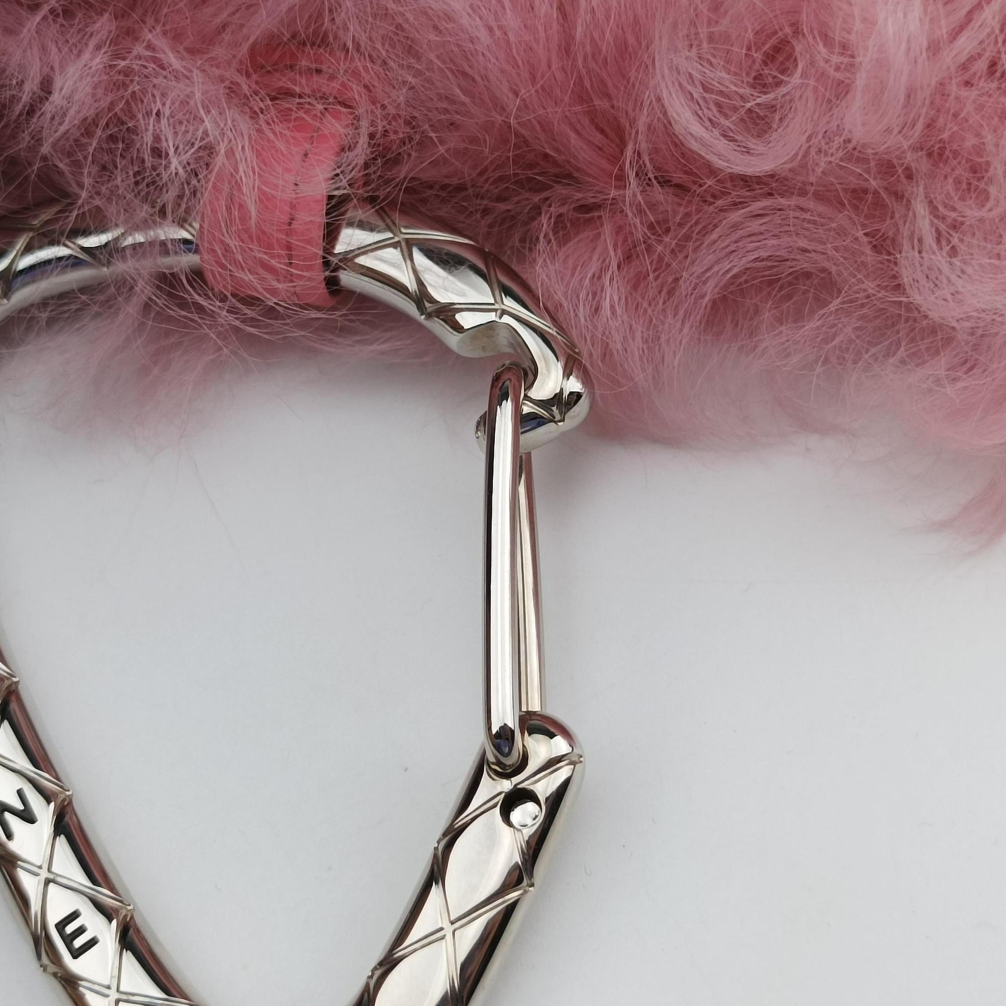 Vintage Chanel Shearling CC Hook Card Holder Pink wool AP2397 clutchbag | stylenewstar