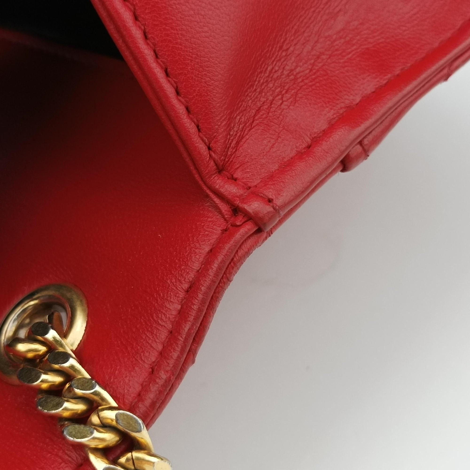 Vintage Yves Saint Laurent Monogram Envelope Red Leather 381668 shoulderbag | stylenewstar