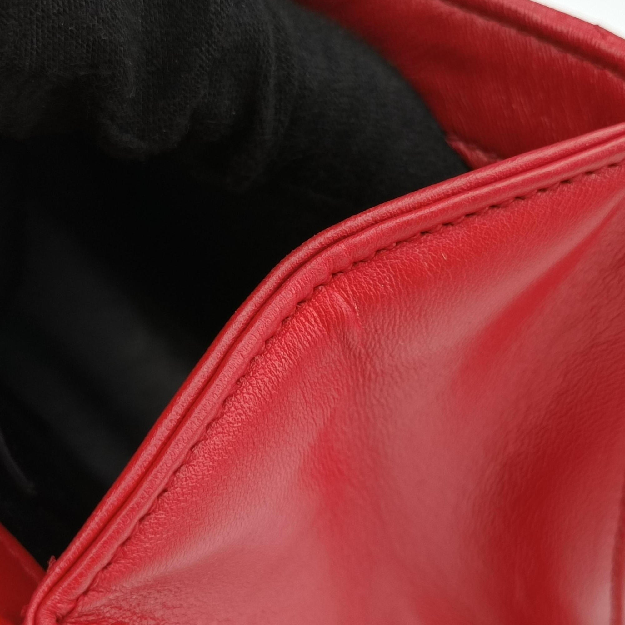 Vintage Yves Saint Laurent Monogram Envelope Red Leather 381668 shoulderbag | stylenewstar