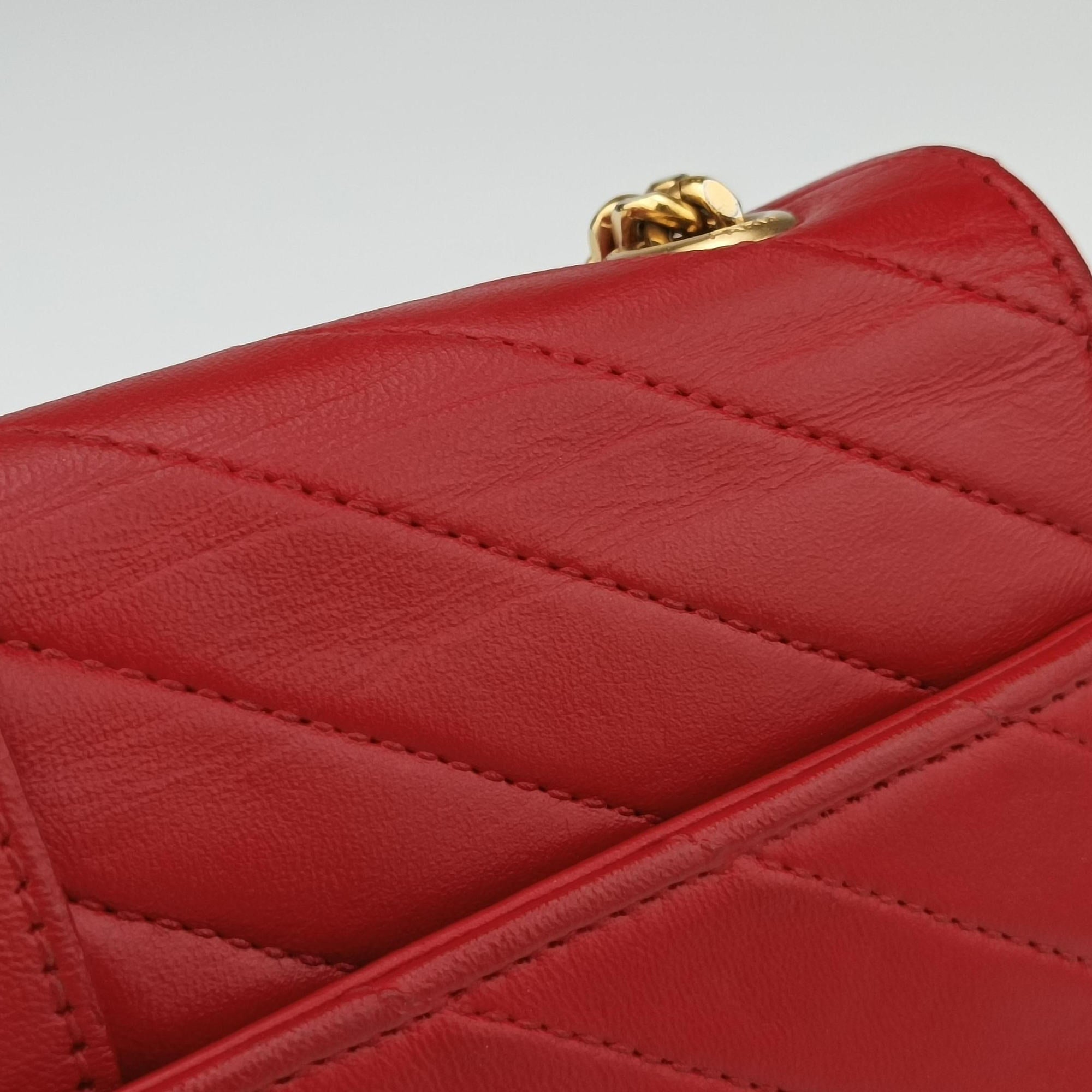 Vintage Yves Saint Laurent Monogram Envelope Red Leather 381668 shoulderbag | stylenewstar
