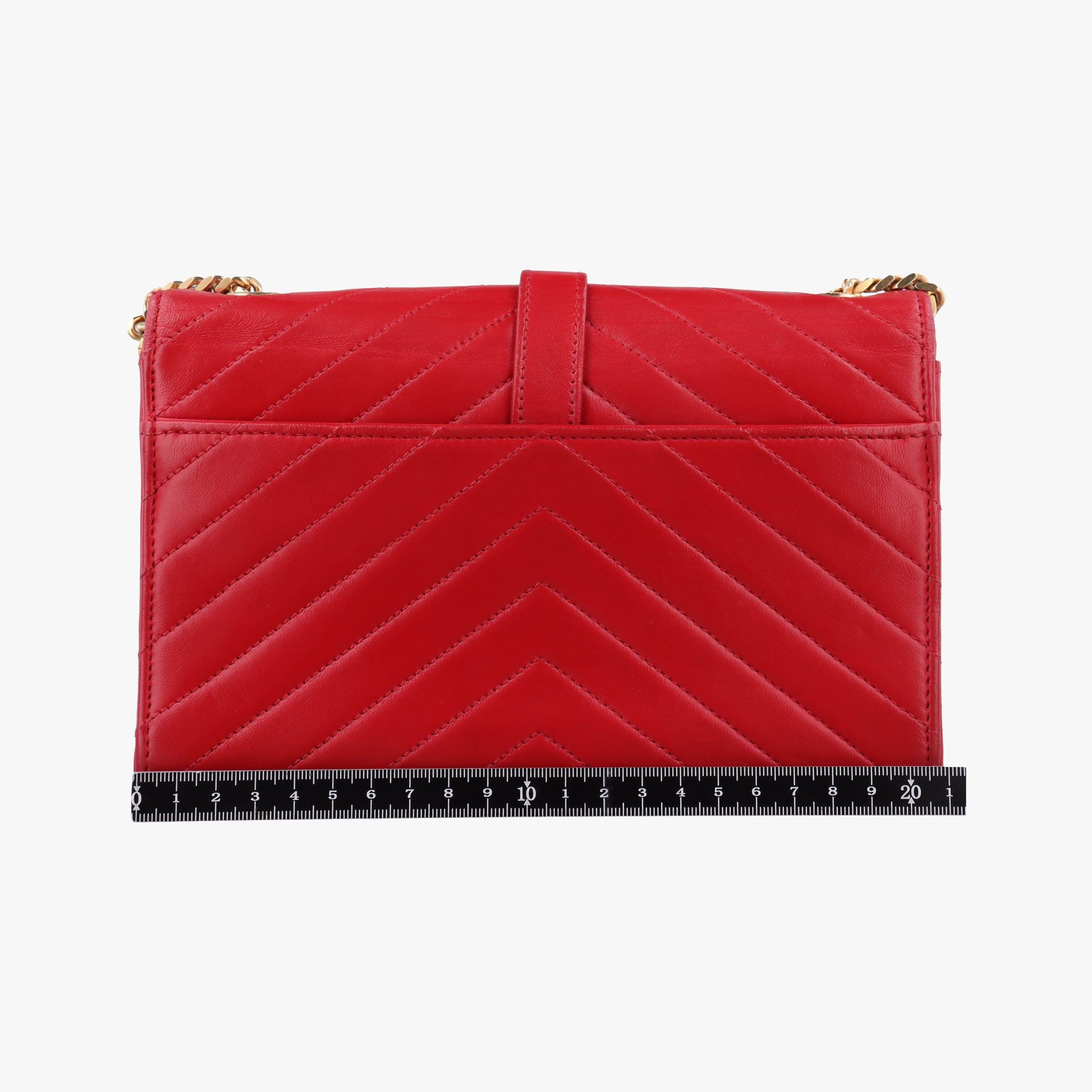 Vintage Yves Saint Laurent Monogram Envelope Red Leather 381668 shoulderbag | stylenewstar