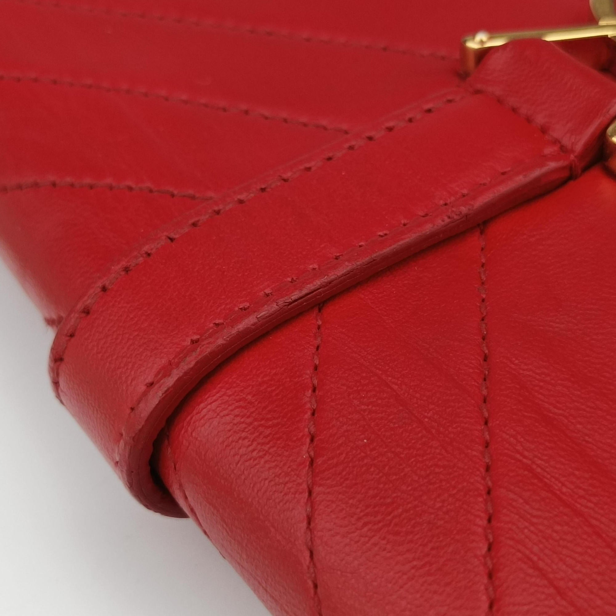 Vintage Yves Saint Laurent Monogram Envelope Red Leather 381668 shoulderbag | stylenewstar