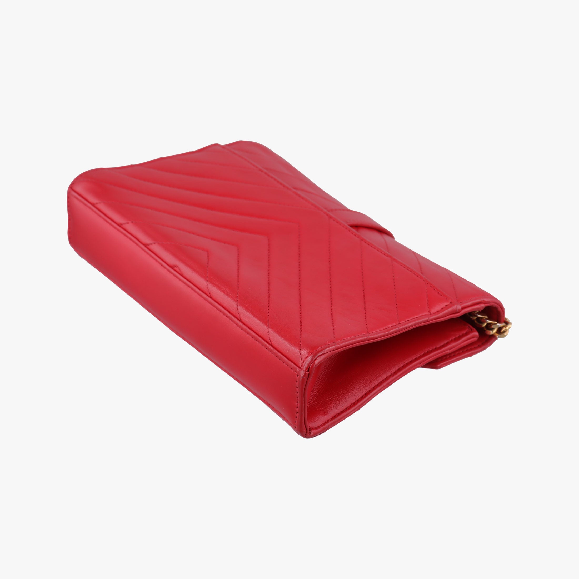 Vintage Yves Saint Laurent Monogram Envelope Red Leather 381668 shoulderbag | stylenewstar