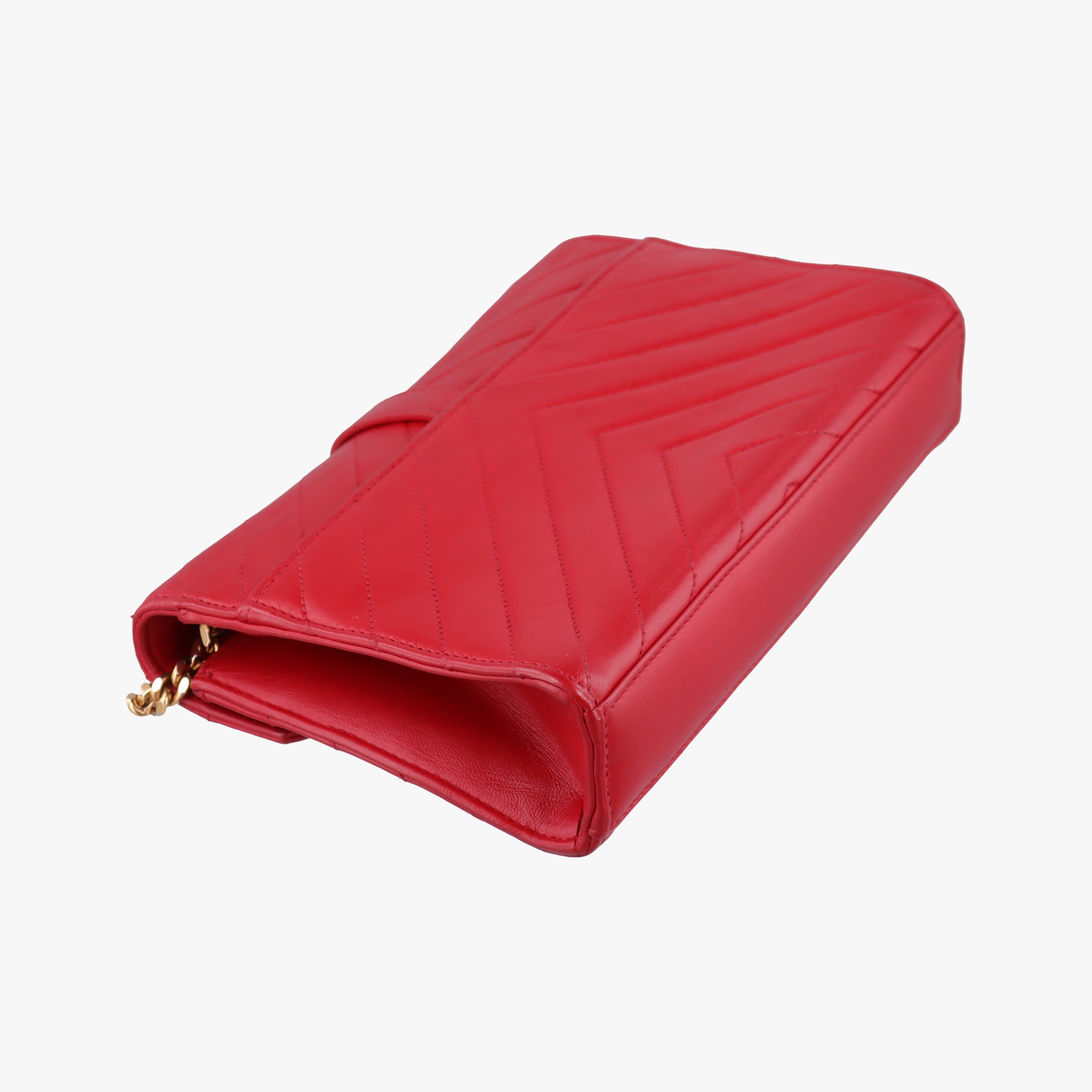 Vintage Yves Saint Laurent Monogram Envelope Red Leather 381668 shoulderbag | stylenewstar
