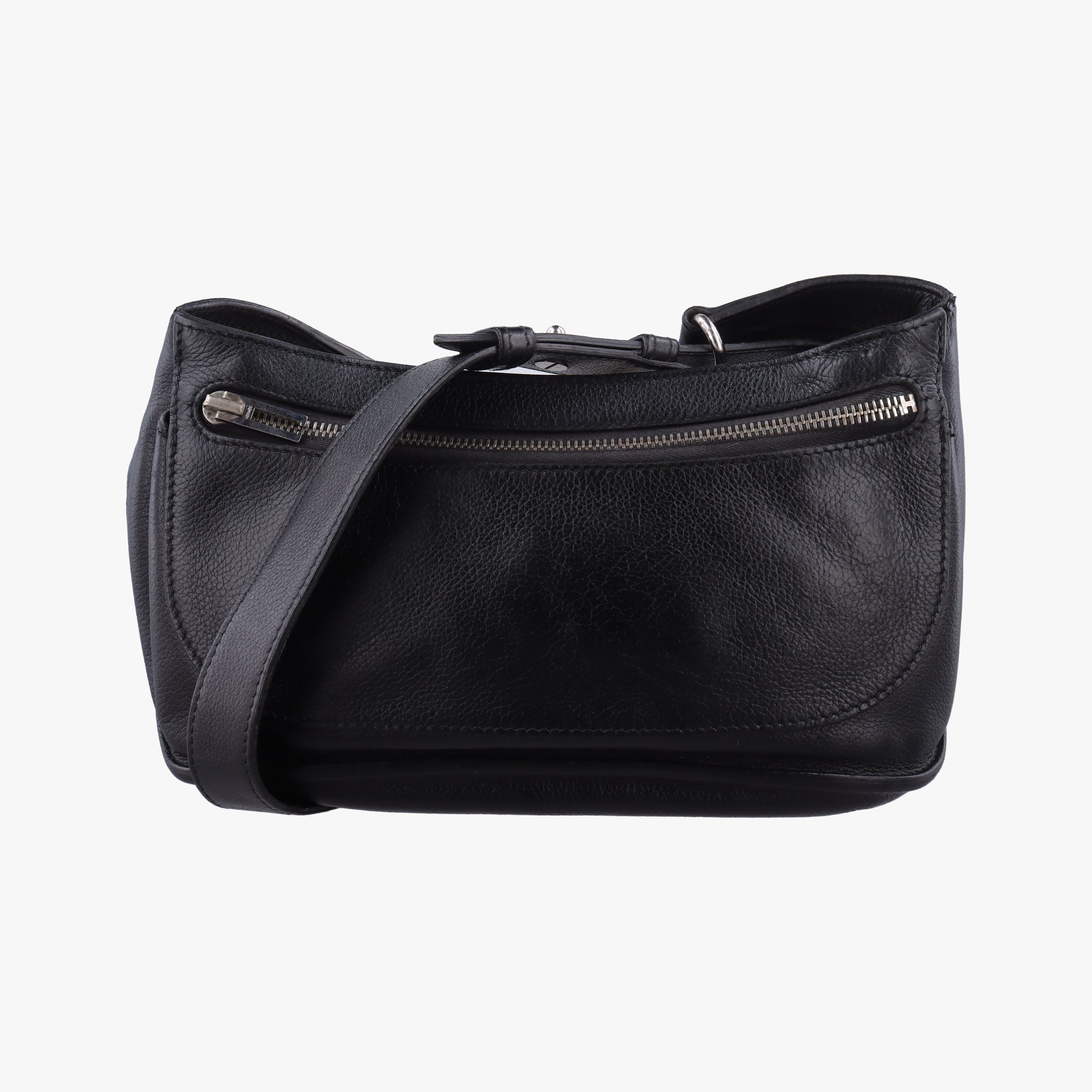 Pre-owned Hermes Chiquita 90 Black Evergrain Leather  bum bag/waist bag | stylenewstar