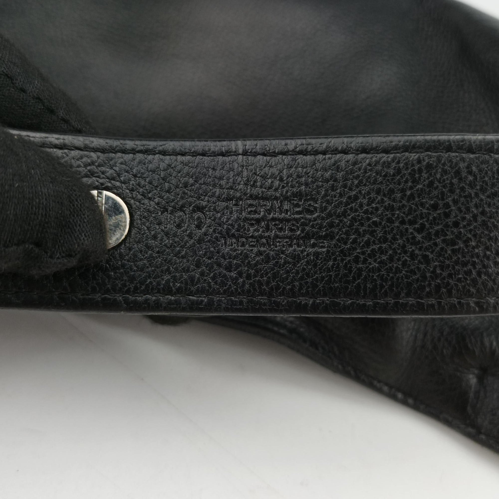 Pre-owned Hermes Chiquita 90 Black Evergrain Leather  bum bag/waist bag | stylenewstar