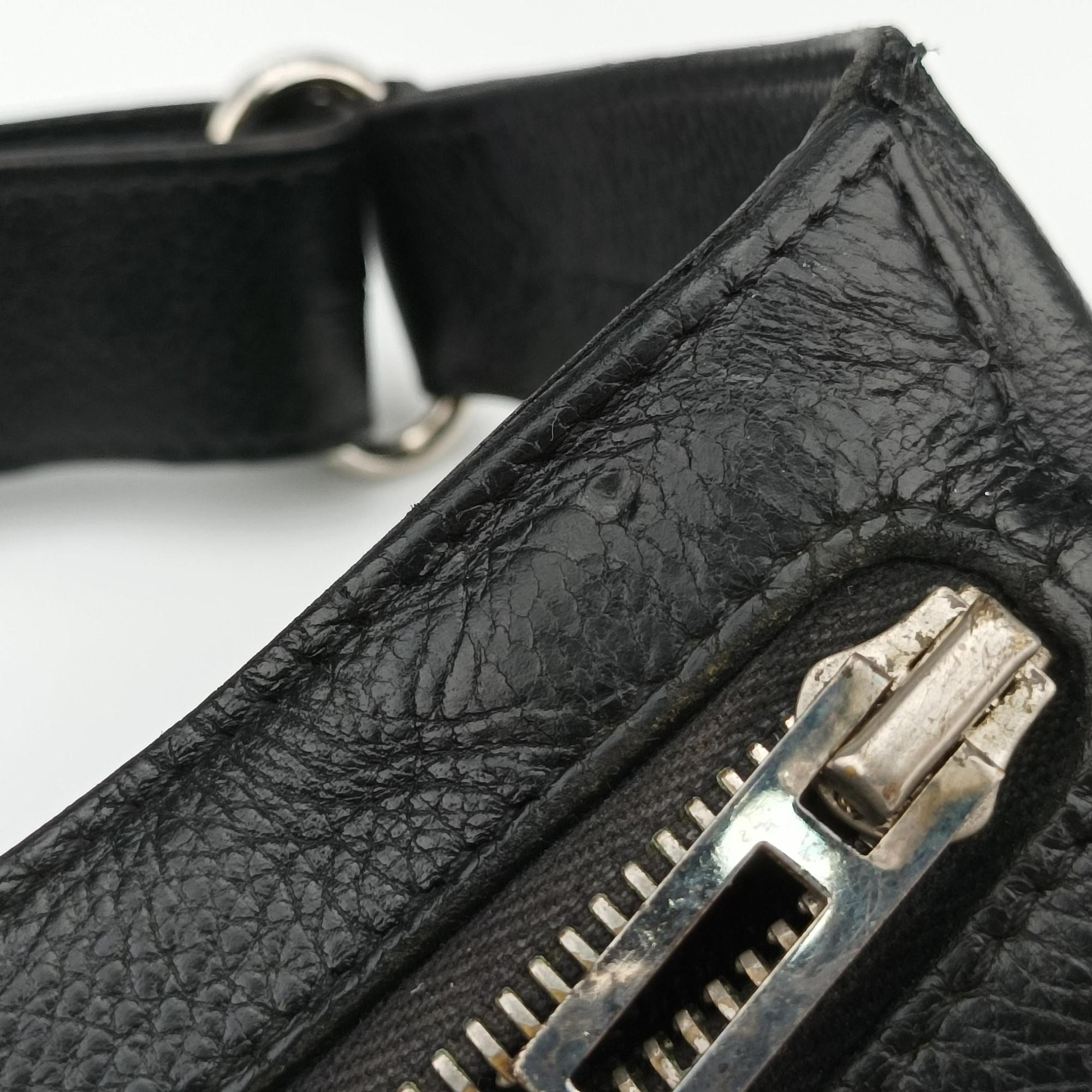 Pre-owned Hermes Chiquita 90 Black Evergrain Leather  bum bag/waist bag | stylenewstar