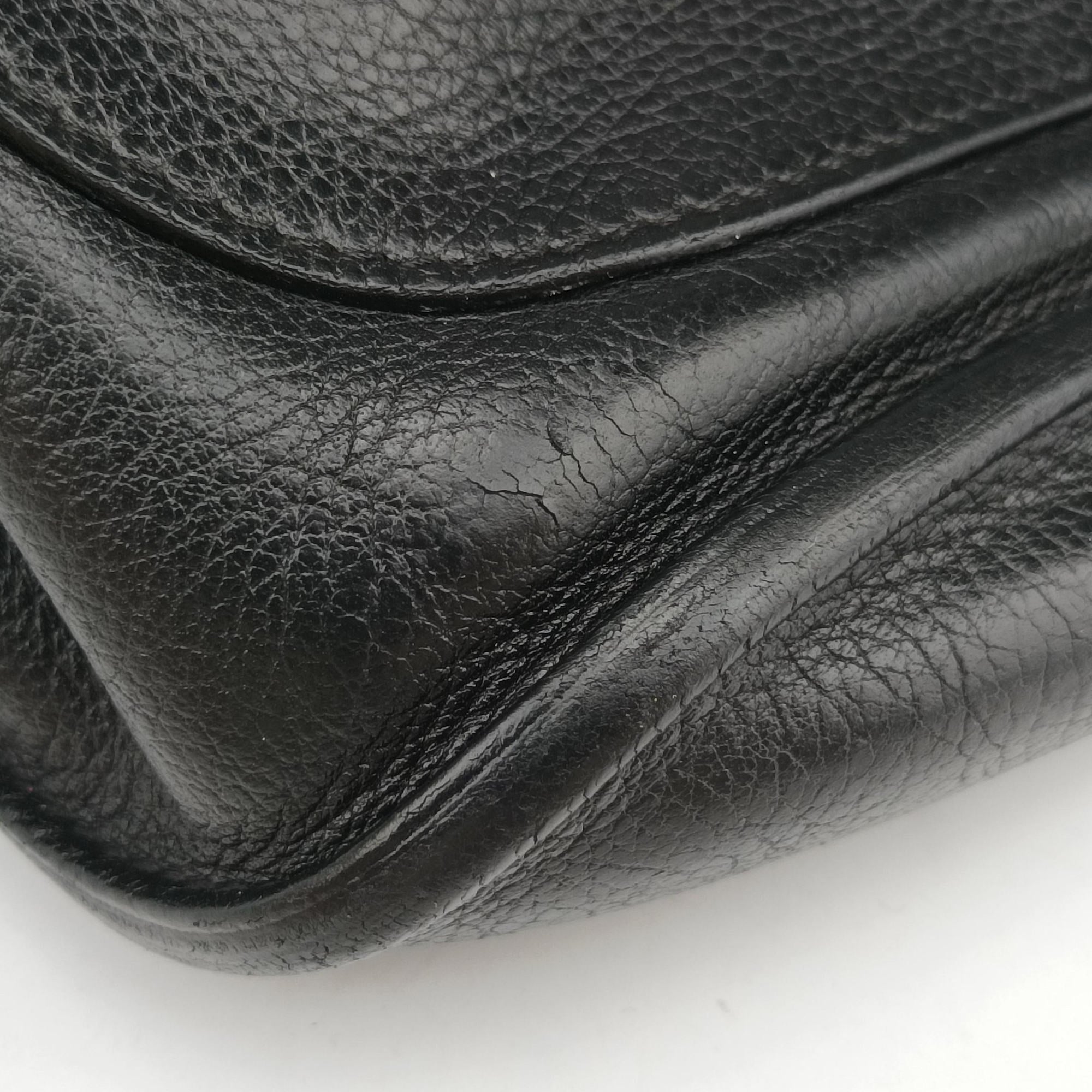 Pre-owned Hermes Chiquita 90 Black Evergrain Leather  bum bag/waist bag | stylenewstar