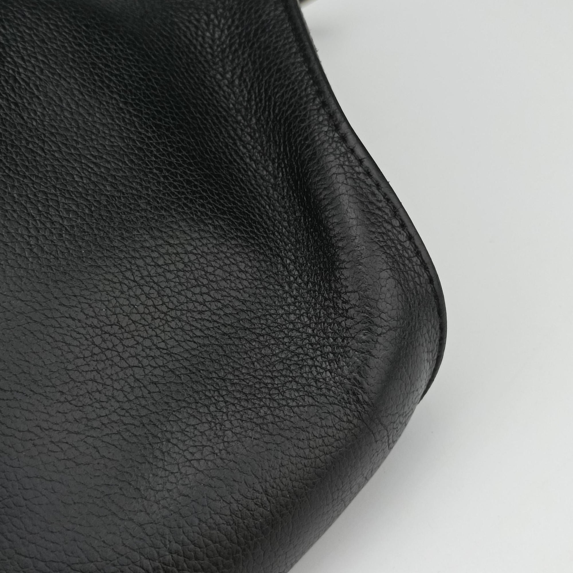 Pre-owned Hermes Chiquita 90 Black Evergrain Leather  bum bag/waist bag | stylenewstar