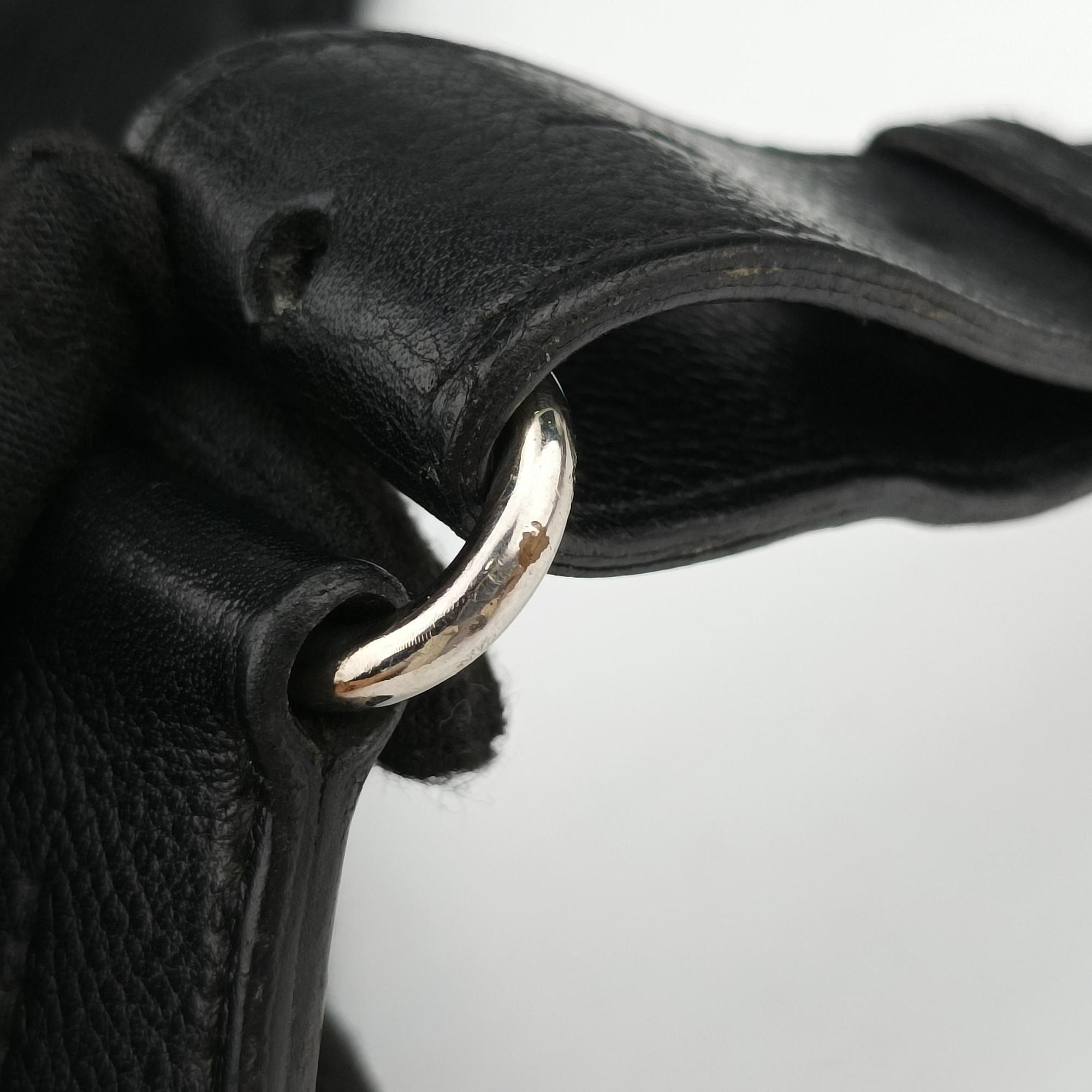 Pre-owned Hermes Chiquita 90 Black Evergrain Leather  bum bag/waist bag | stylenewstar