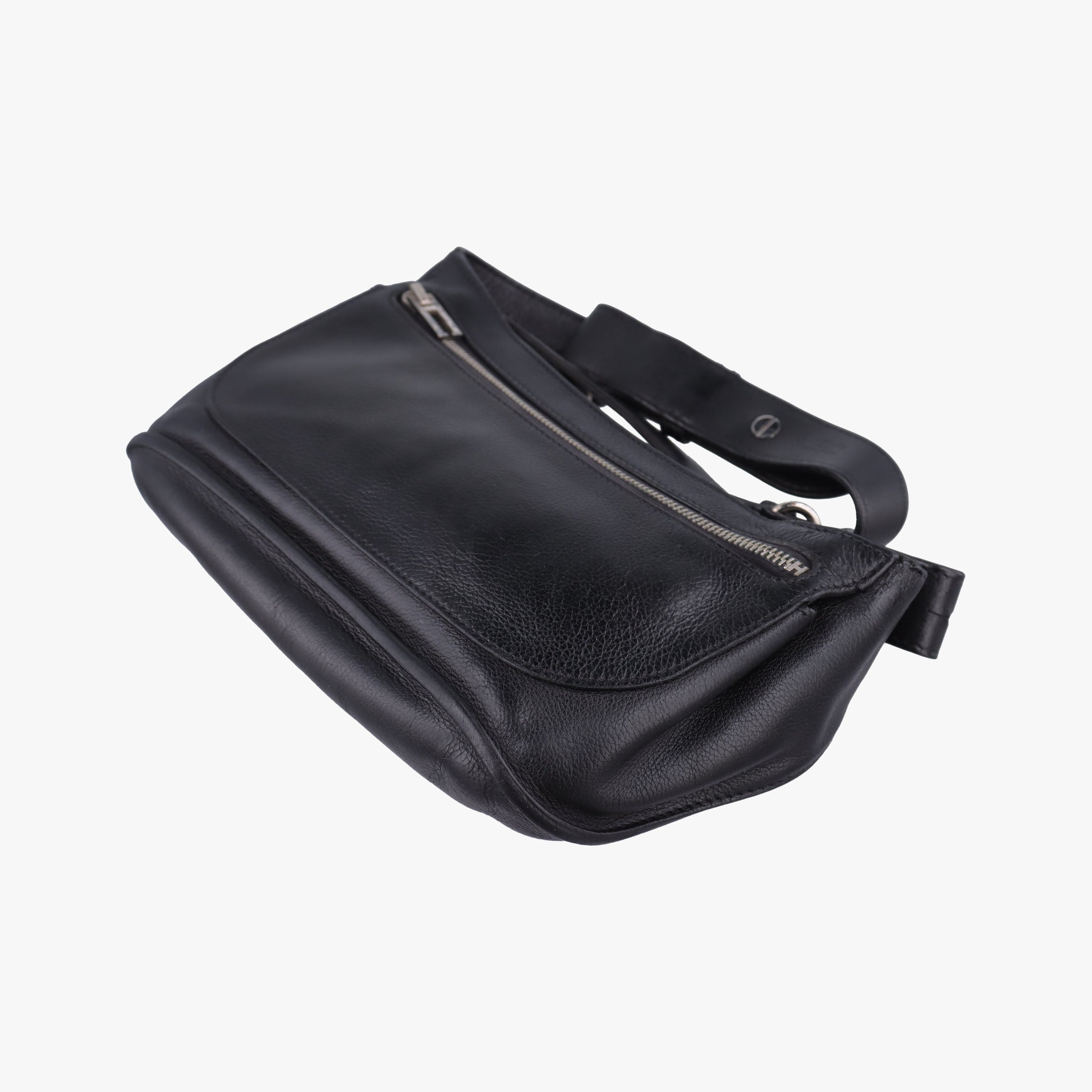 Pre-owned Hermes Chiquita 90 Black Evergrain Leather  bum bag/waist bag | stylenewstar