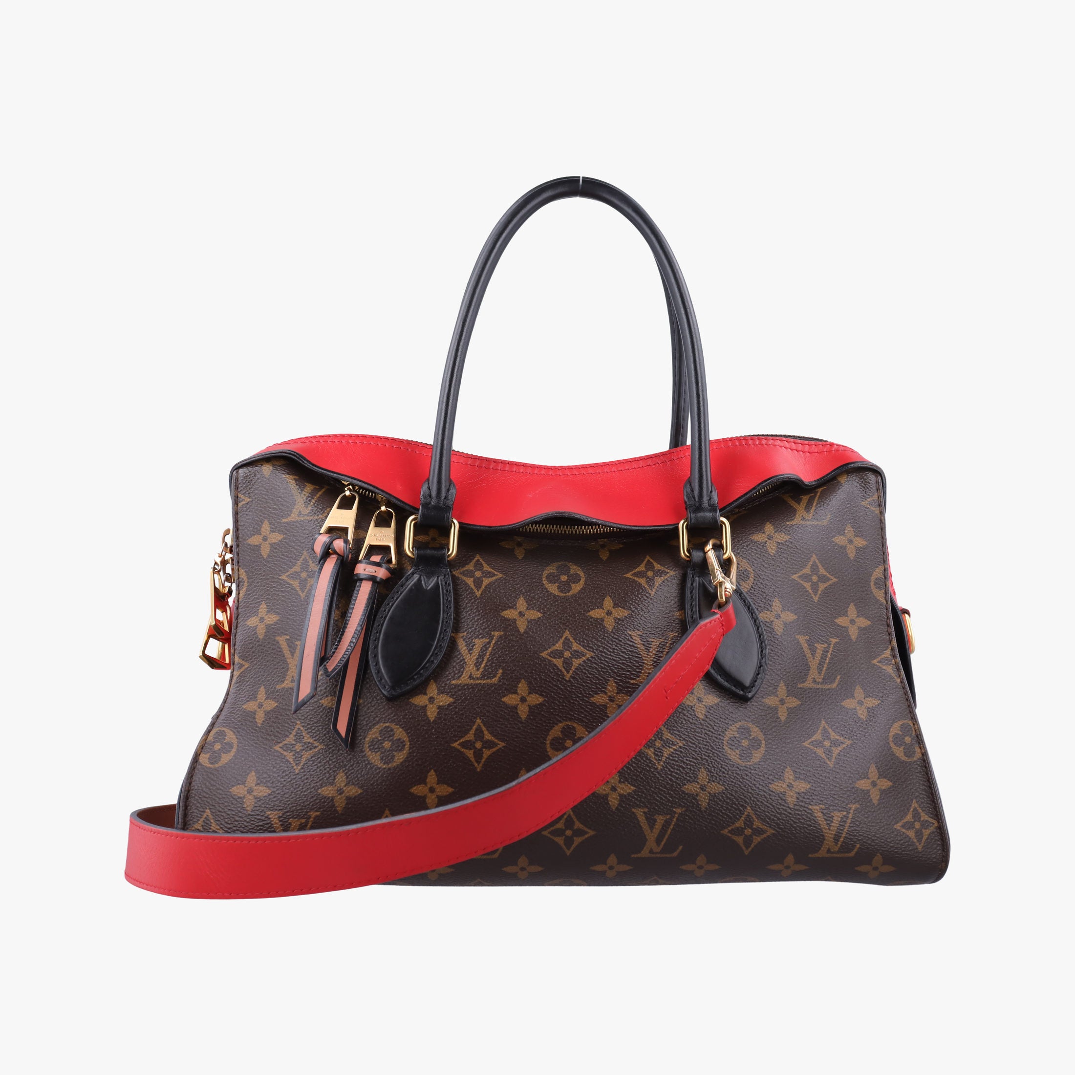 Pre-owned Louis Vuitton TUILERIES tote Brown×Coquelicot Monogram Canvas×calf leather M43795 shoulderbag | stylenewstar