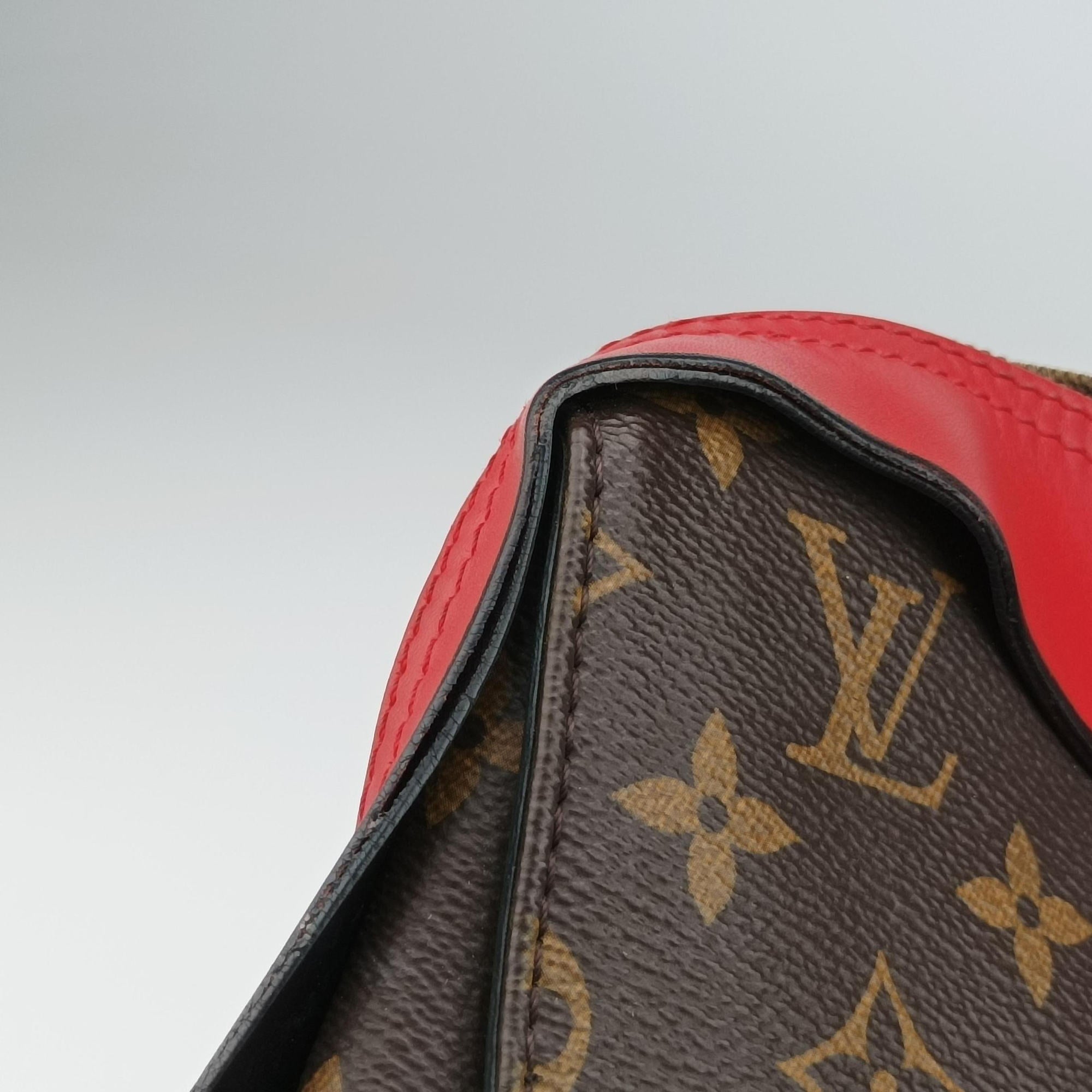 Pre-owned Louis Vuitton TUILERIES tote Brown×Coquelicot Monogram Canvas×calf leather M43795 shoulderbag | stylenewstar