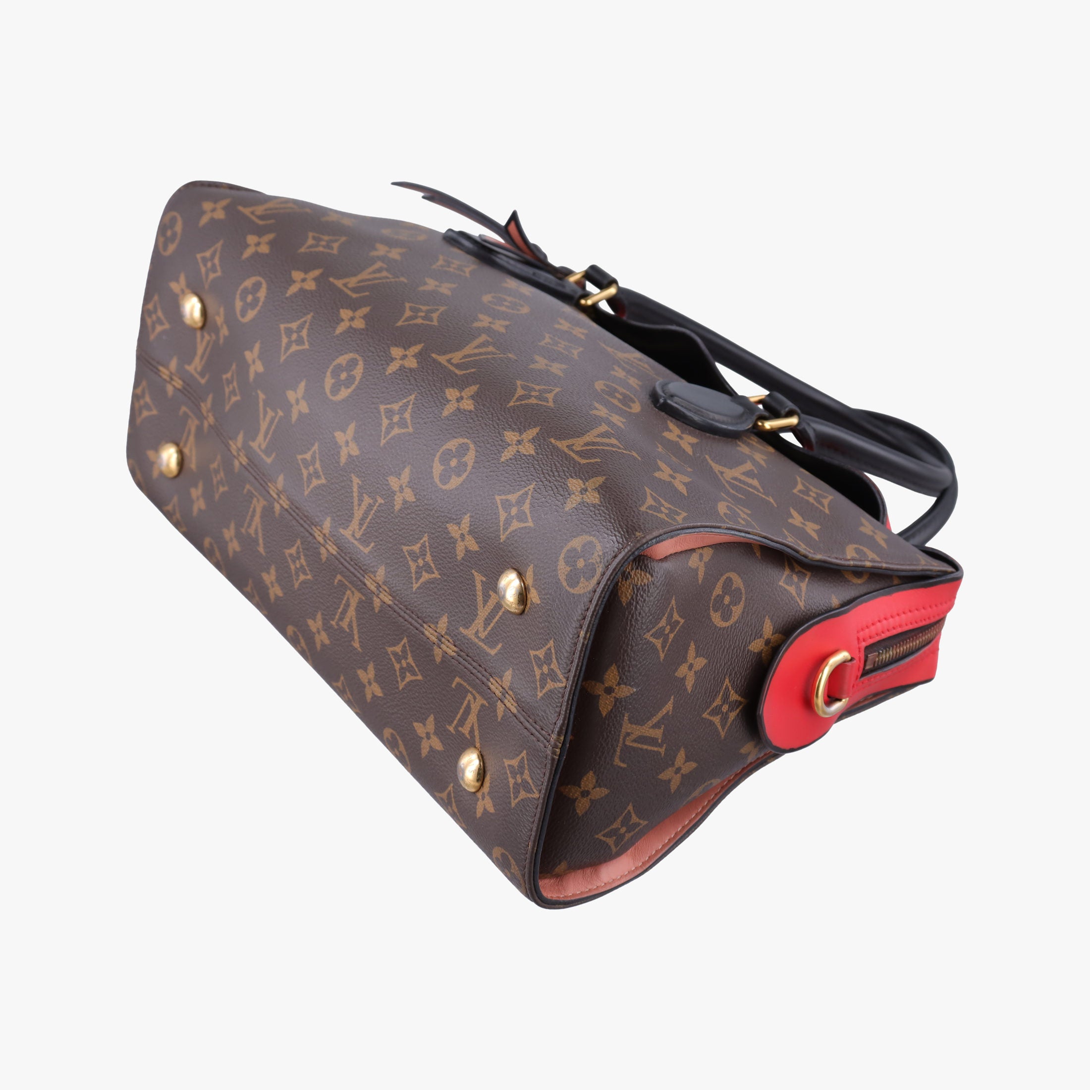 Pre-owned Louis Vuitton TUILERIES tote Brown×Coquelicot Monogram Canvas×calf leather M43795 shoulderbag | stylenewstar
