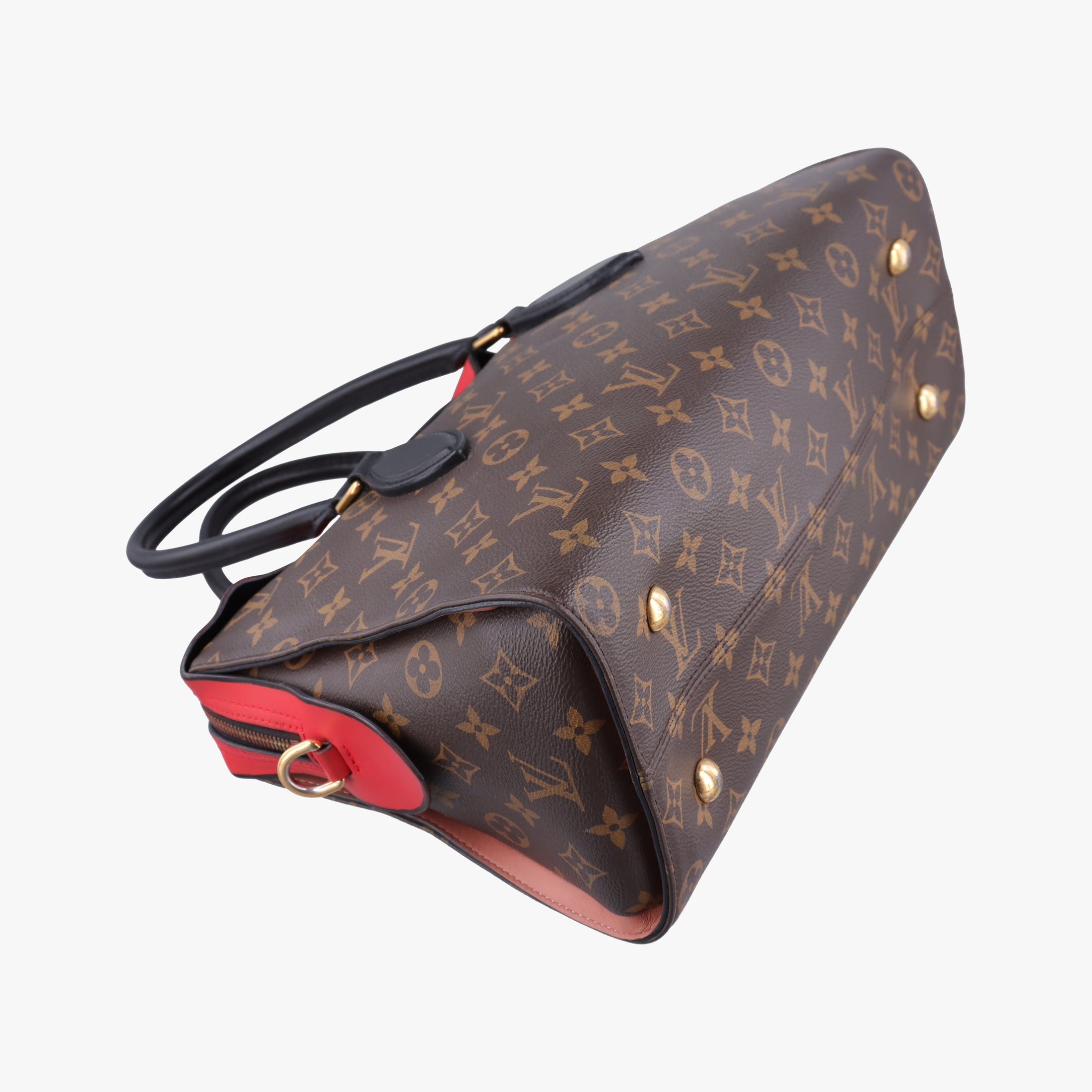 Pre-owned Louis Vuitton TUILERIES tote Brown×Coquelicot Monogram Canvas×calf leather M43795 shoulderbag | stylenewstar