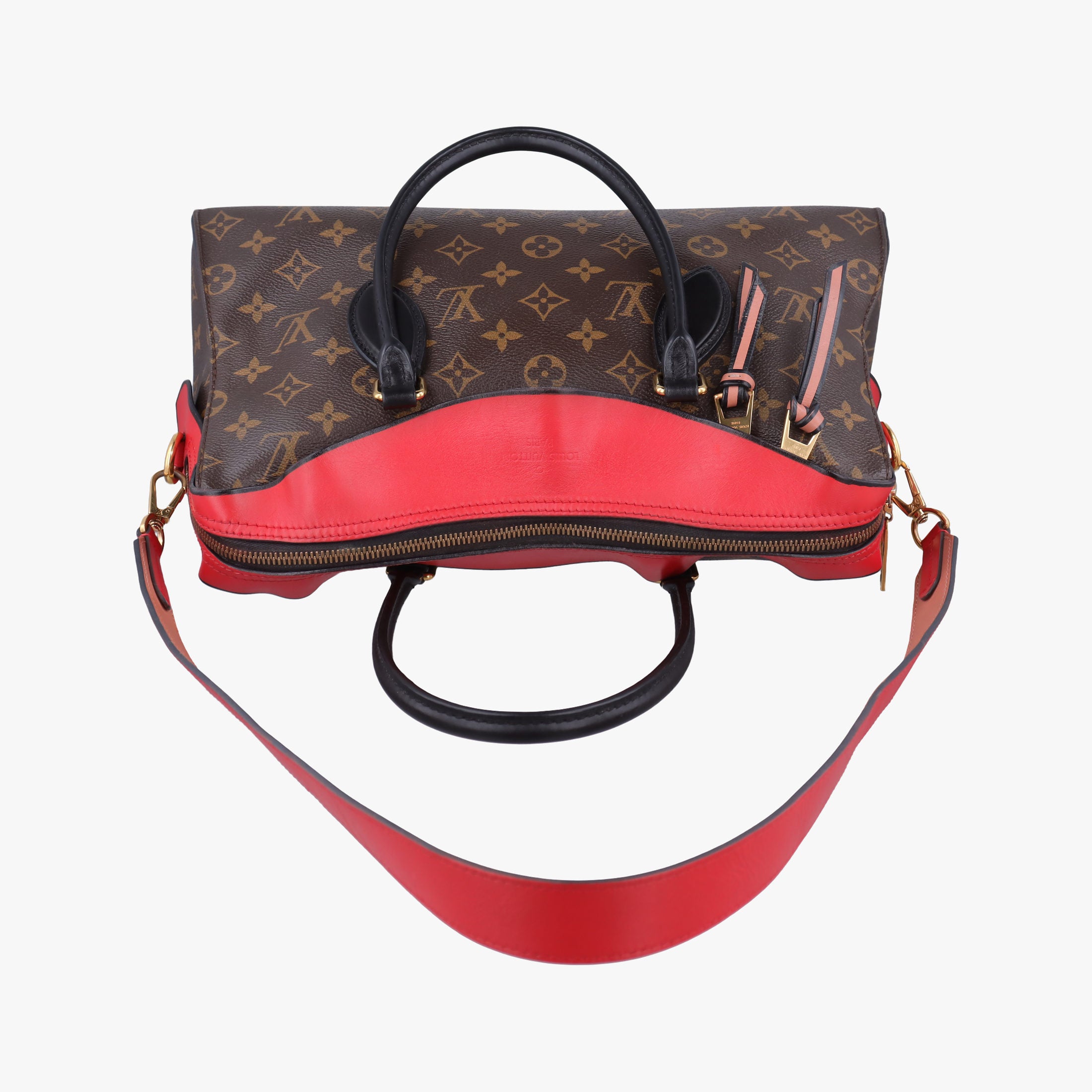 Pre-owned Louis Vuitton TUILERIES tote Brown×Coquelicot Monogram Canvas×calf leather M43795 shoulderbag | stylenewstar