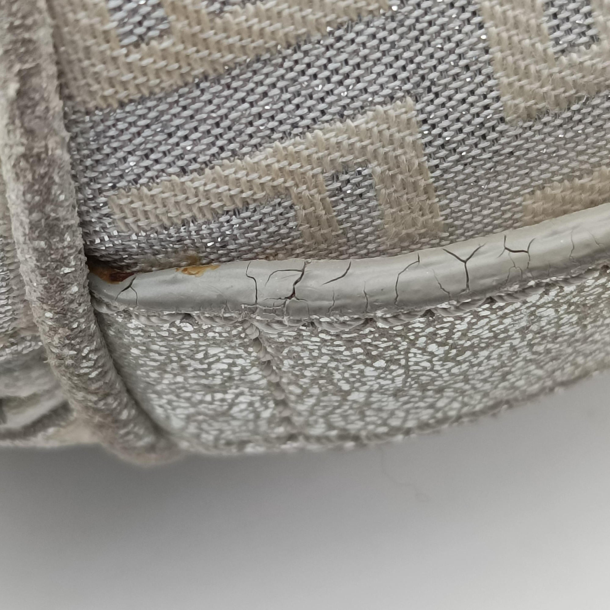 Secondhand Fendi Zucchino Glitter Logo Silver canvas 8BL068 handbag | stylenewstar