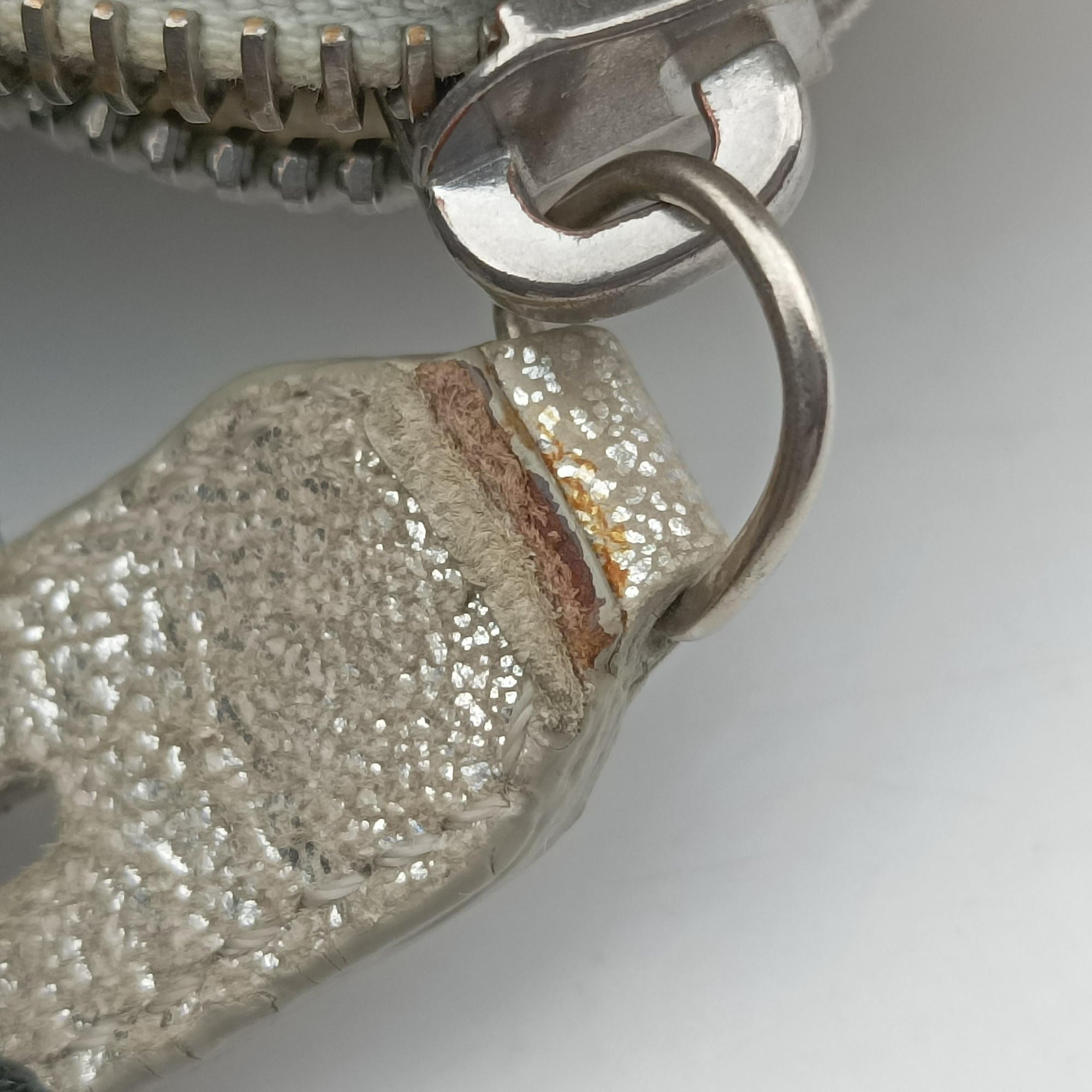 Secondhand Fendi Zucchino Glitter Logo Silver canvas 8BL068 handbag | stylenewstar